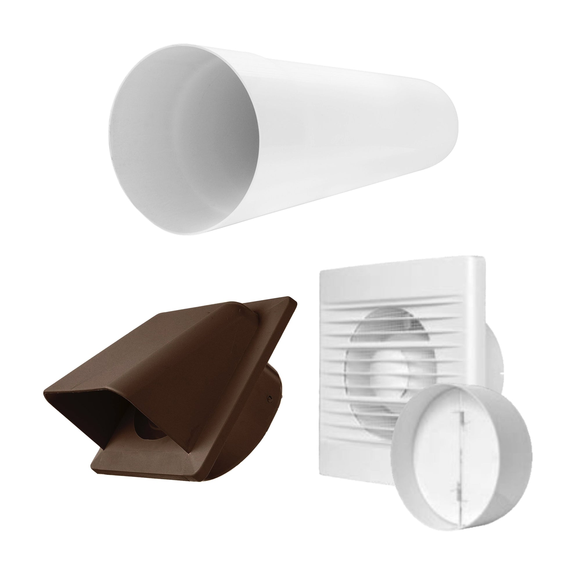 AP Supplies Through Wall Ventilation Kit – STYL Fan with Timer/Humidistat and Brown External Vent