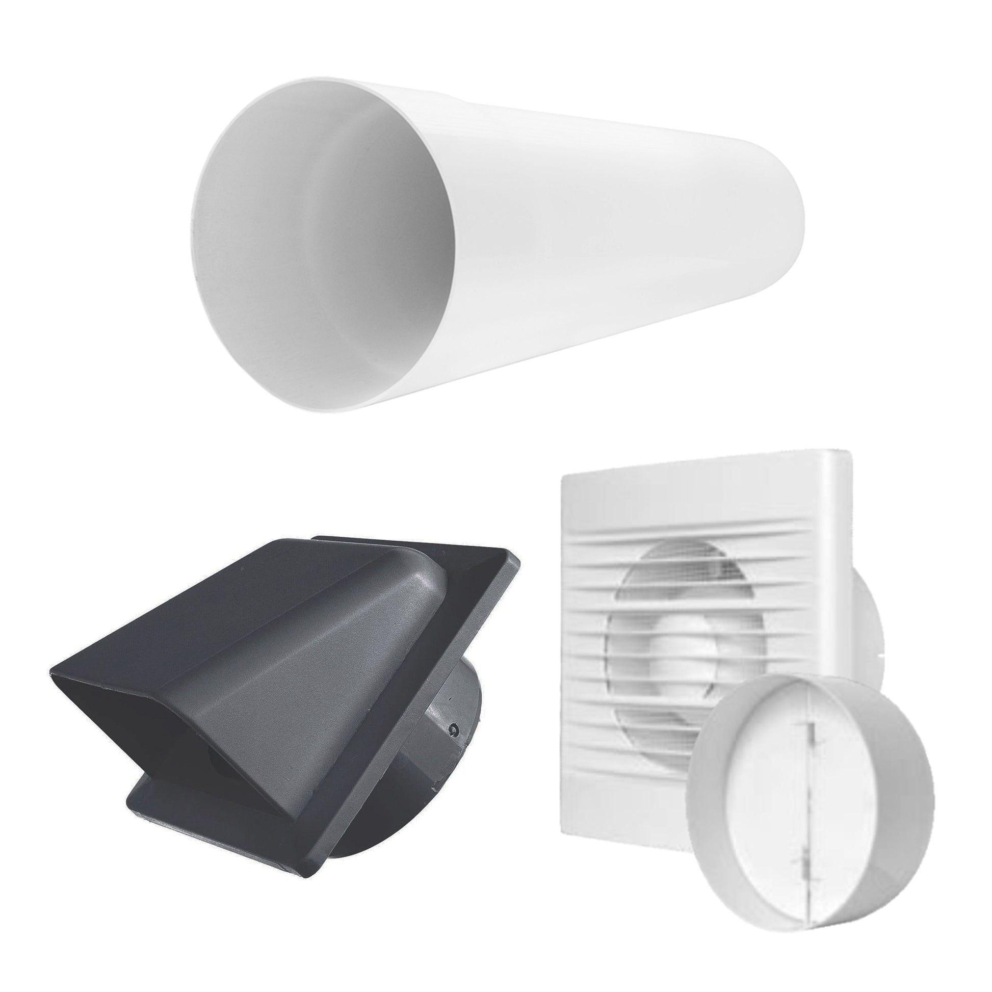 AP Supplies Through Wall Ventilation Kit - STYL Fan with Timer/Humidistat and Graphite External Vent