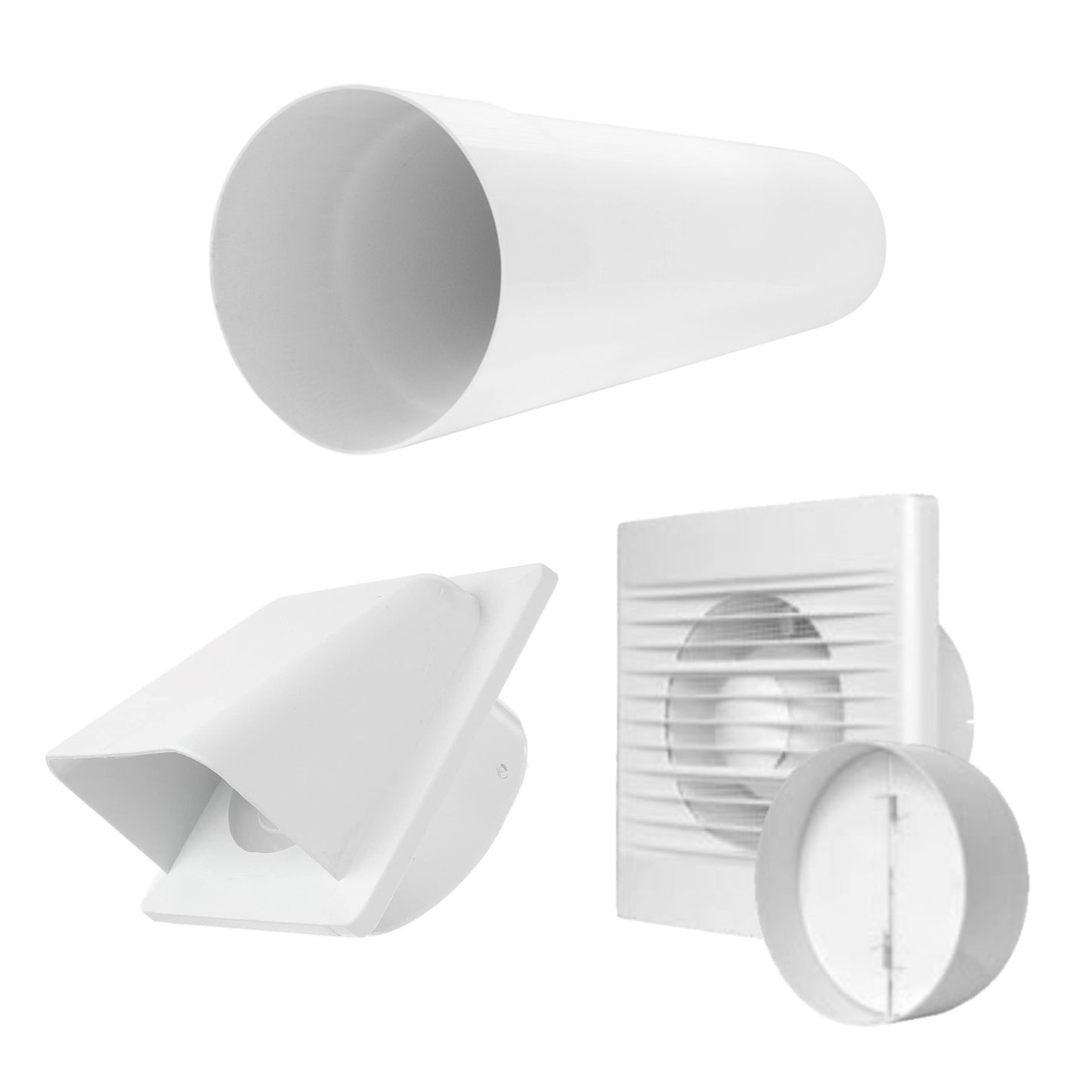 AP Supplies Through Wall Ventilation Kit - STYL Fan with Timer/Humidistat and White External Vent
