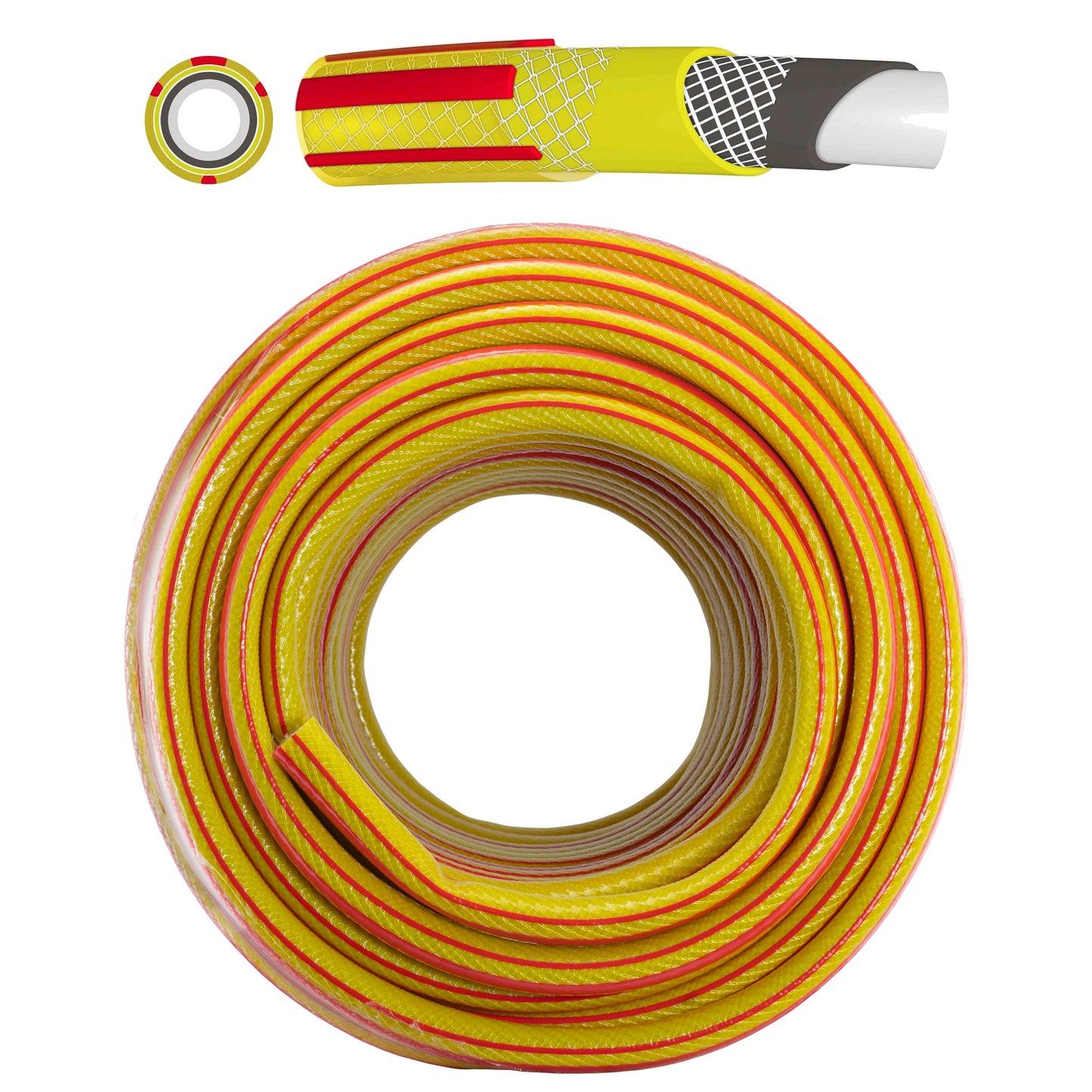 AP Supplies Premium Garden Hose Set Yellow with Lime Connectors - 5m kit