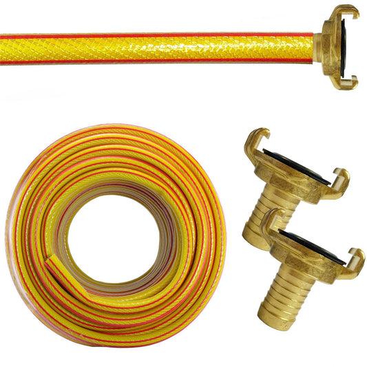 AP Supplies Premium Garden Hose Yellow with Geka Type Claw Fittings - 5m kit