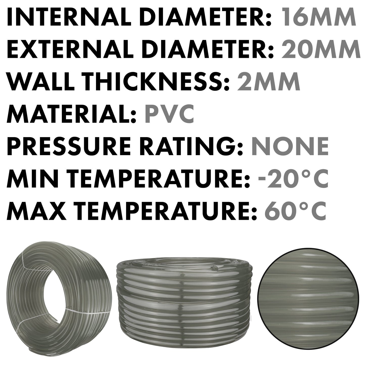 Grey Semi-Transparent PVC Pipe 16mm*20mm for Pipe and Water Fitting