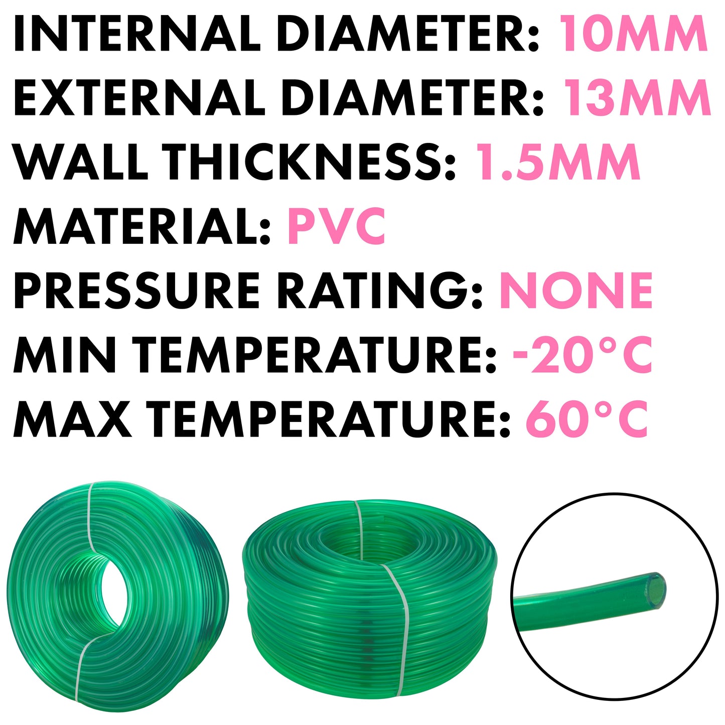 Green Semi-Transparent PVC Pipe 10mm*13mm for Pipe and Water Fitting