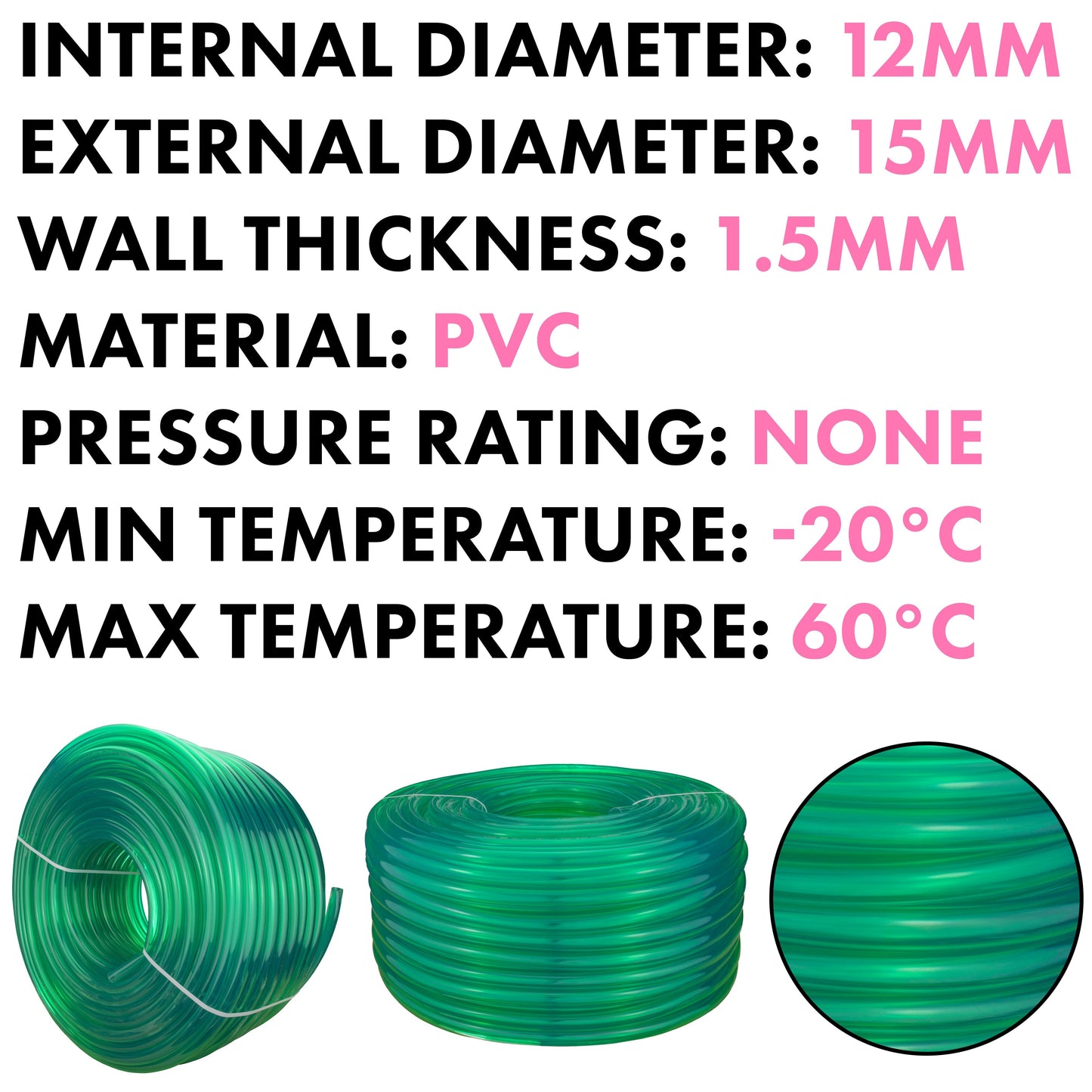 Green Semi-Transparent PVC Pipe 12mm*15mm for Pipe and Water Fitting