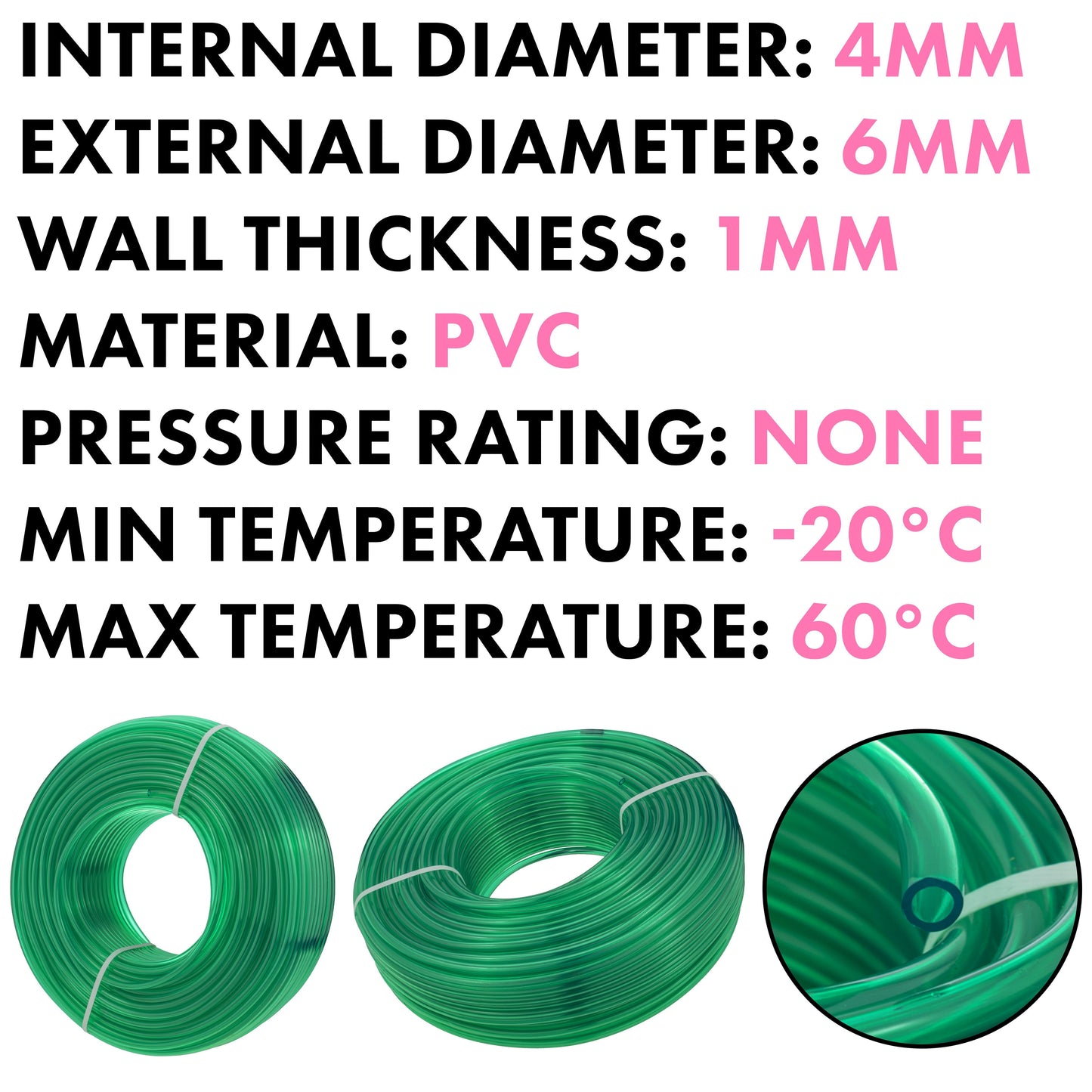 Green Semi-Transparent PVC Pipe 4mm*6mm for Pipe and Water Fitting