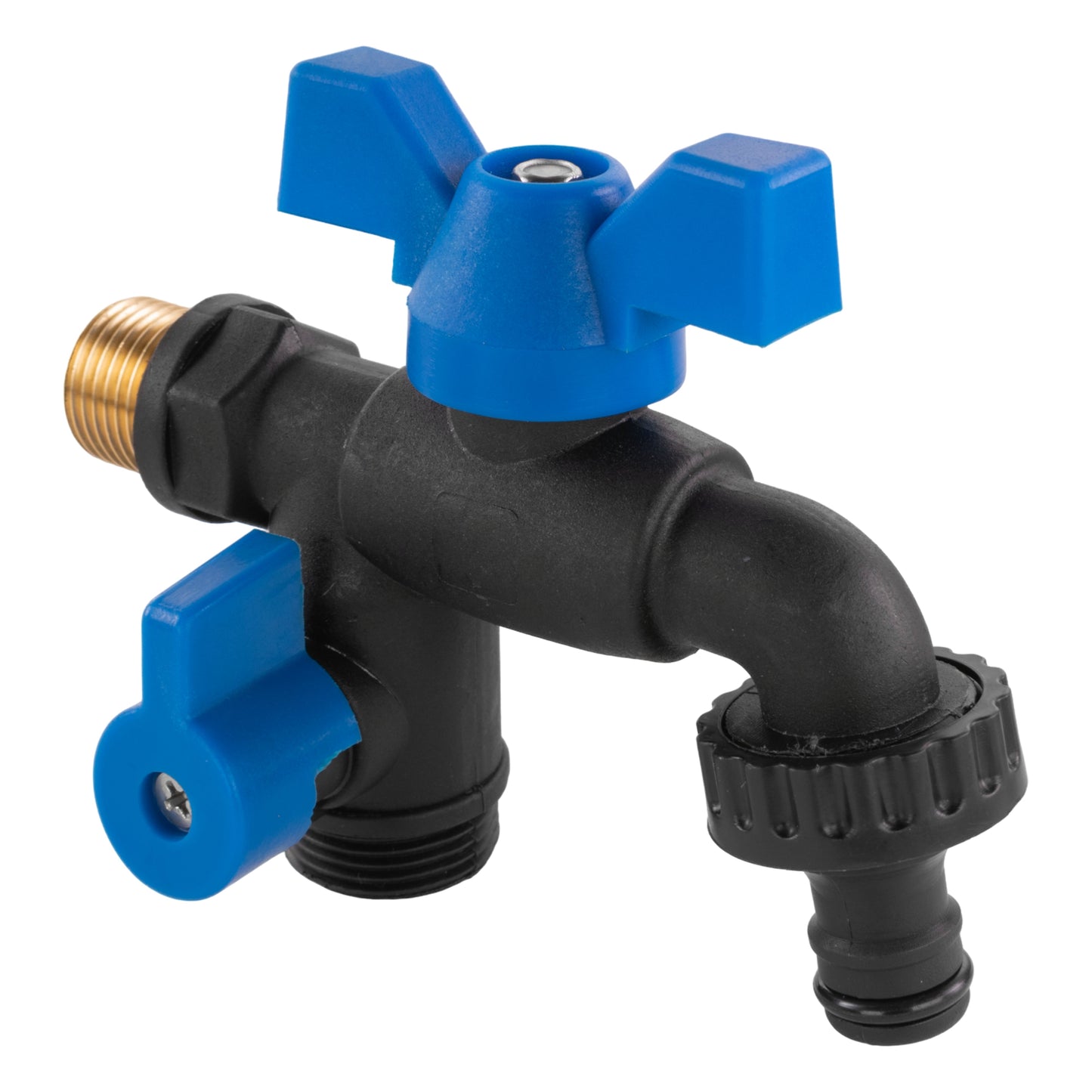 Garden Bib Double Tap 1/2in BSPM Drip Irrigation Fitting DIY Workshop Accessory