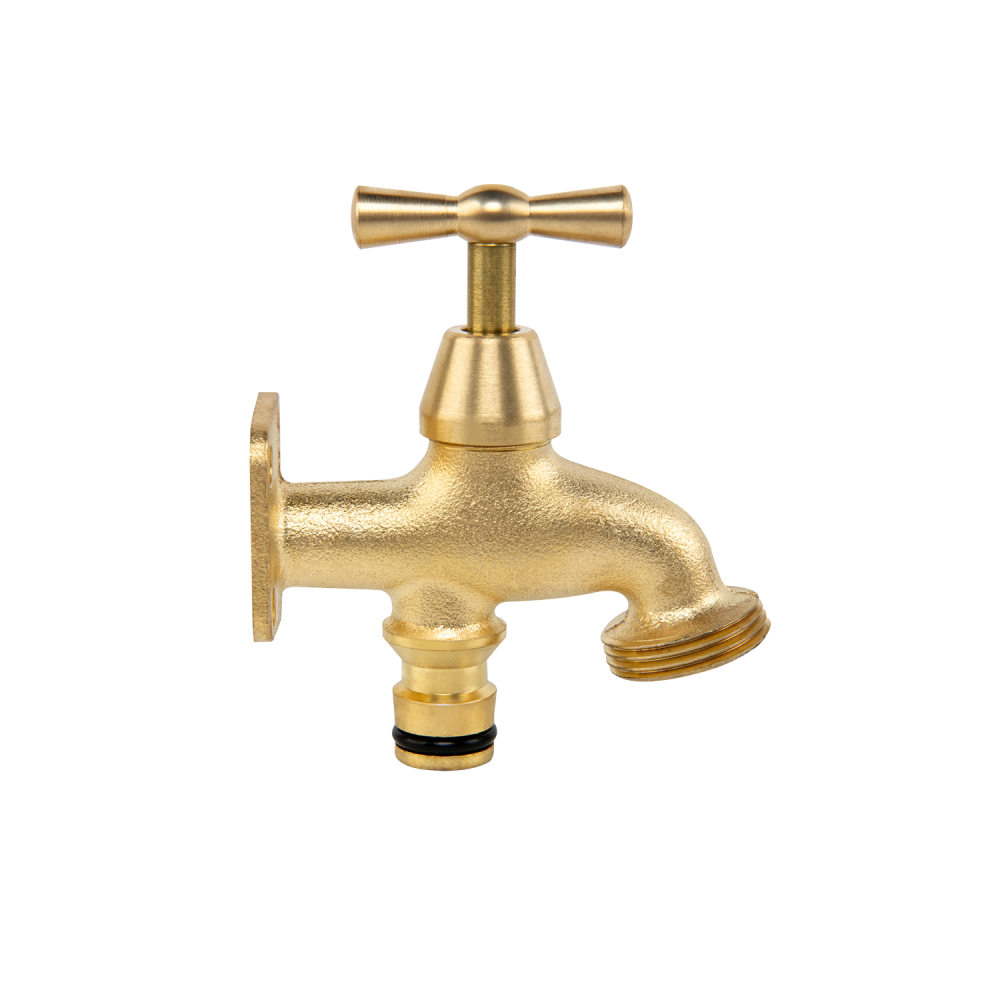 AP Supplies Brass Bib Tap with Quick Connect Inlet, ¾” BSP Thread Outlet