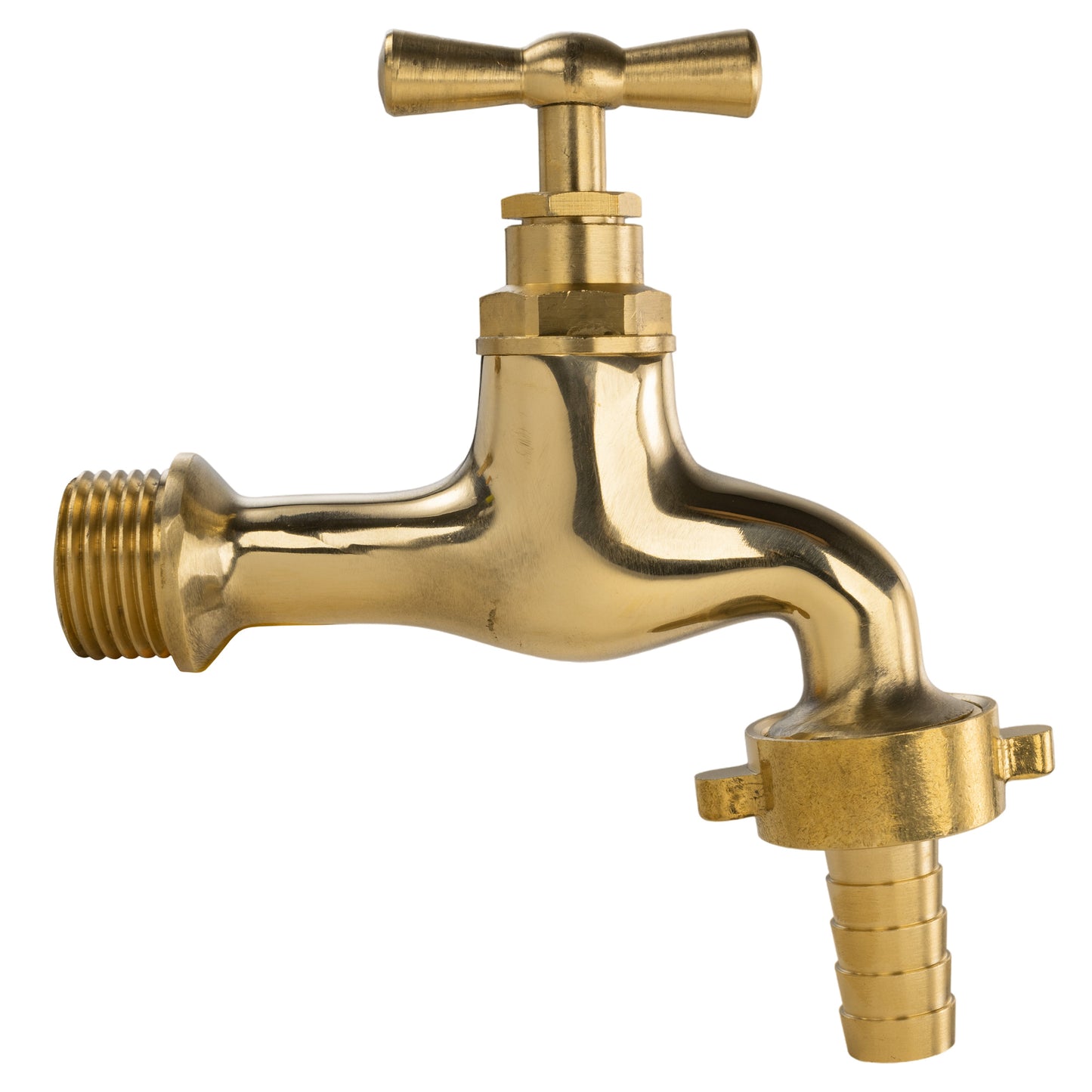 Garden Tap Polished Brass 1/2in BSPM - 13mm Barb Brass Water Fitting Tap Adapter