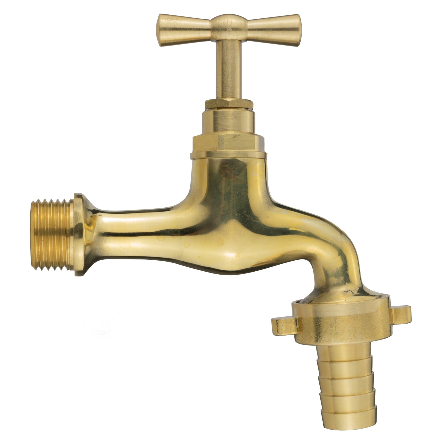15mm Brass Wall Flange Kit with 15mm Barbed Polished Brass Tap Hose Pipe Fitting