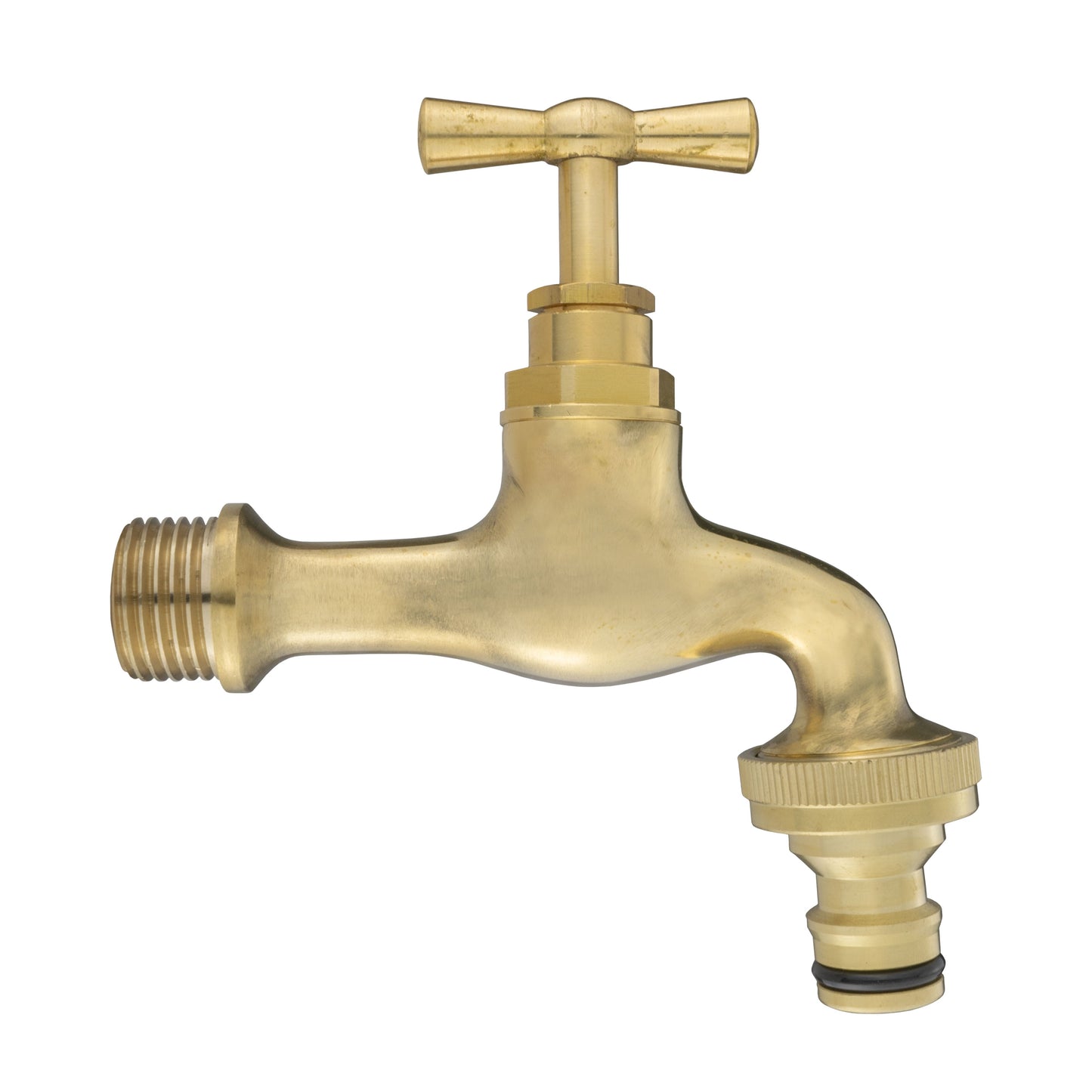 Wall Flange Kit 20mm MDPE - Polished Brass Bib Tap with Snap On Water Connector