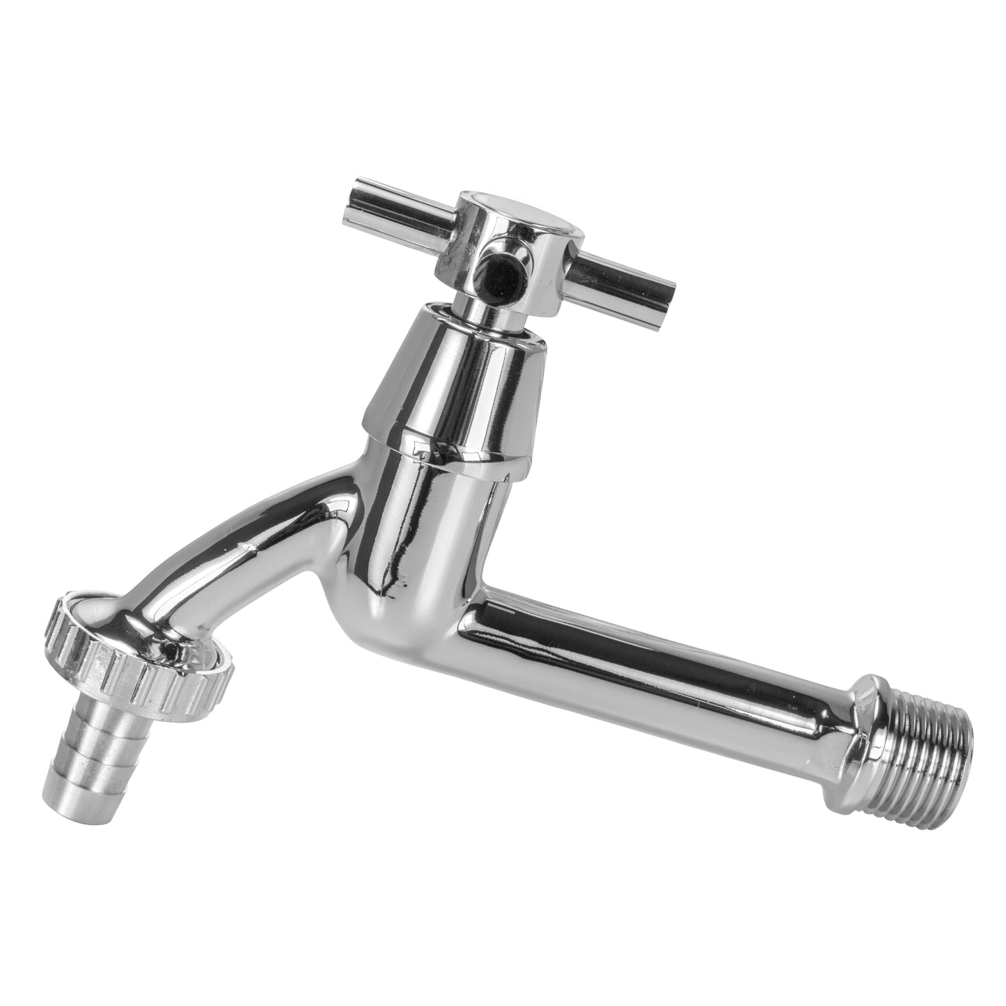 AP Supplies 15mm Brass Wall Flange Kit with Extended Brass Chrome Tap 1/2" Barb