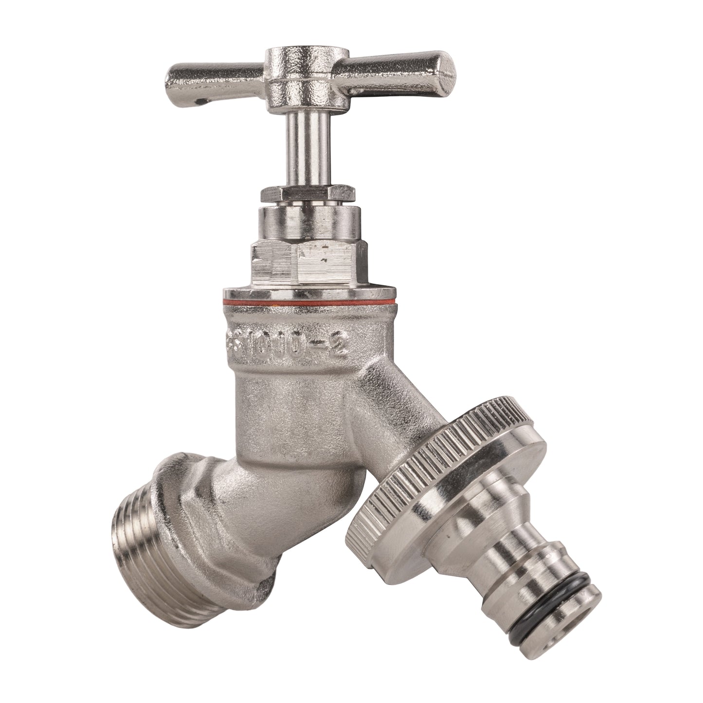 AP Supplies Garden Bib Tap Brass Nickle Plated 1/2" BSPM Inlet + Snap-On Male