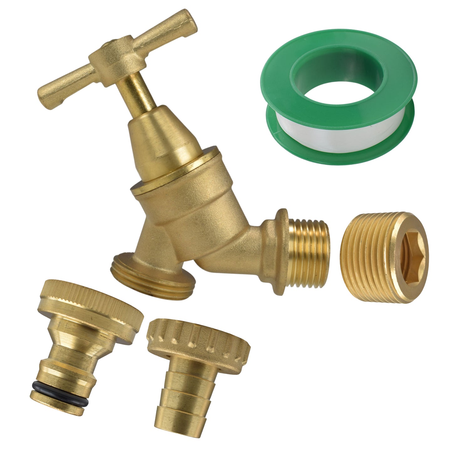 AP Supplies Brass Bib Tap Kit with Barb/Quick Connect Outlet, 1/2" and 3/4" BSP Thread Inlet