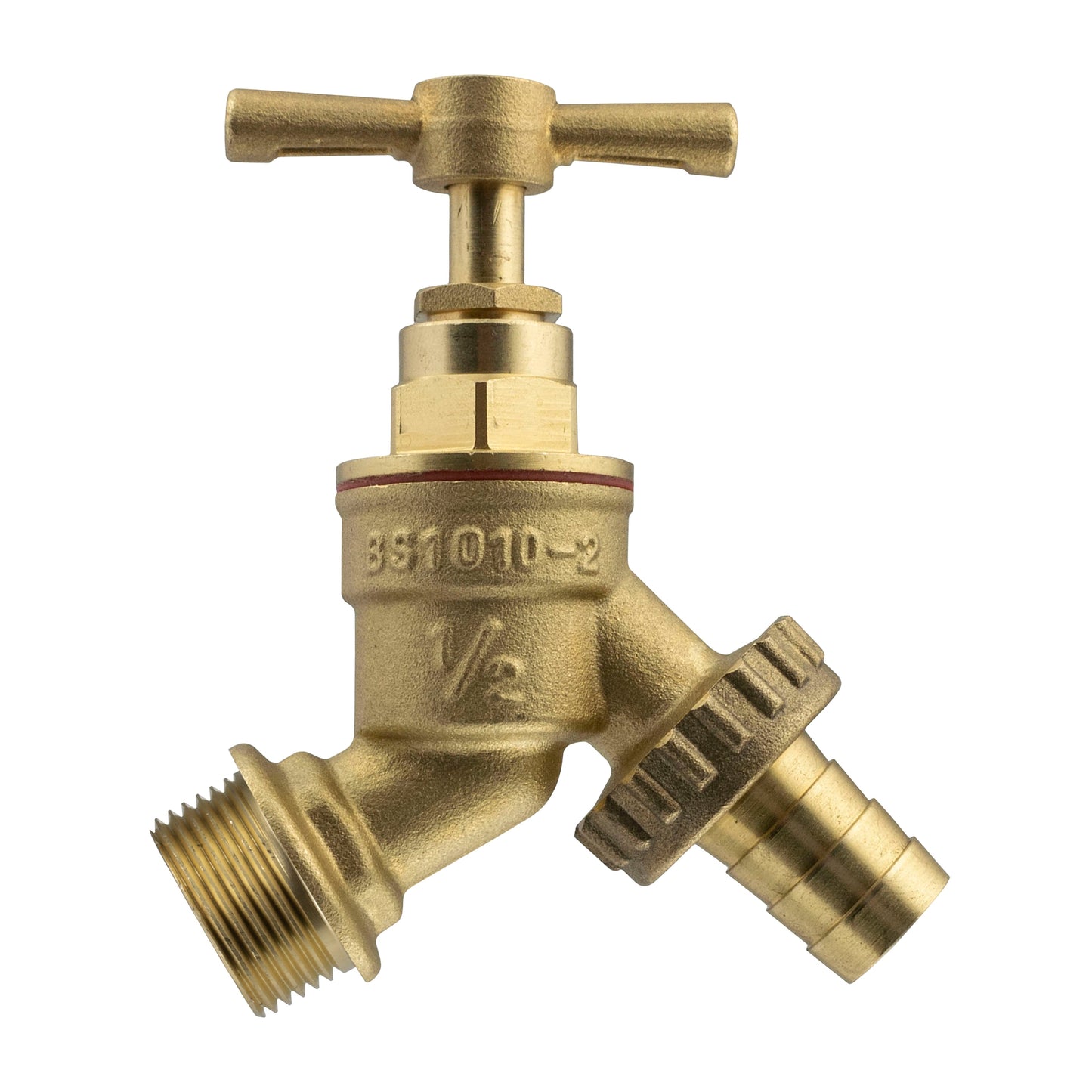 Wall Flange Kit 20mm MDPE - Brass Tap and Two Way Splitter for Hose Pipe Fitting