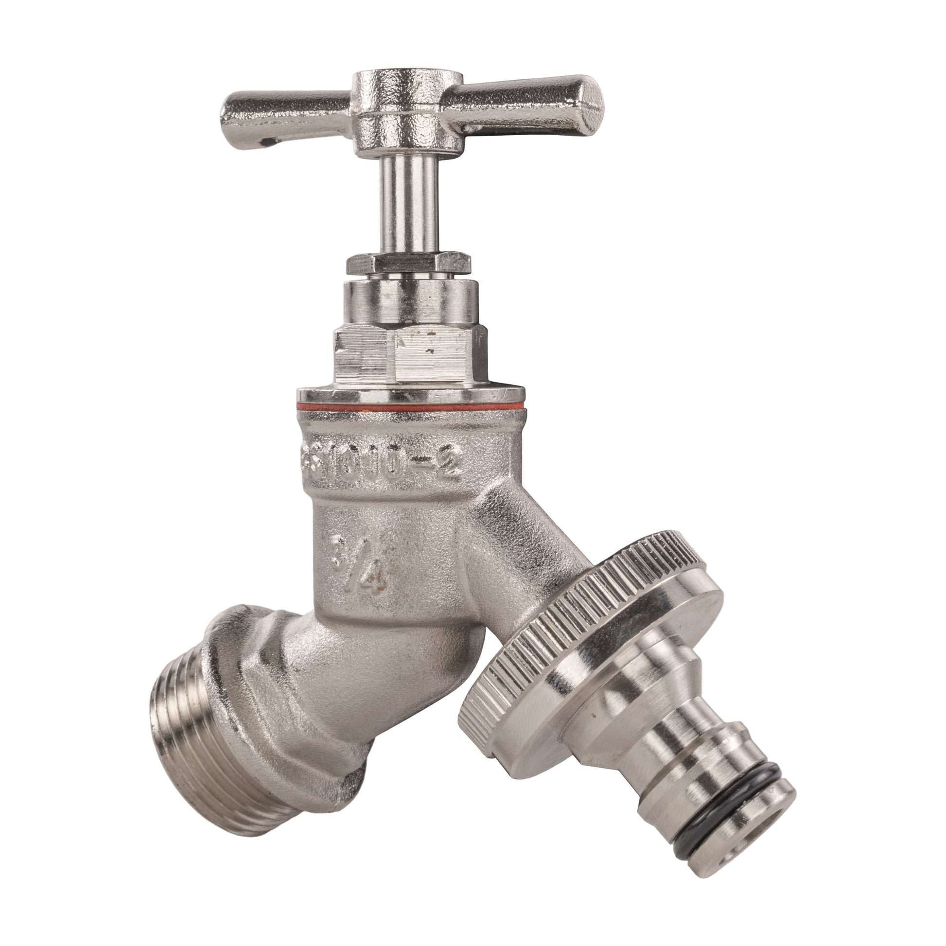 AP Supplies Garden Bib Tap Brass Nickle Plated 3/4" BSPM Inlet + Snap-On Male
