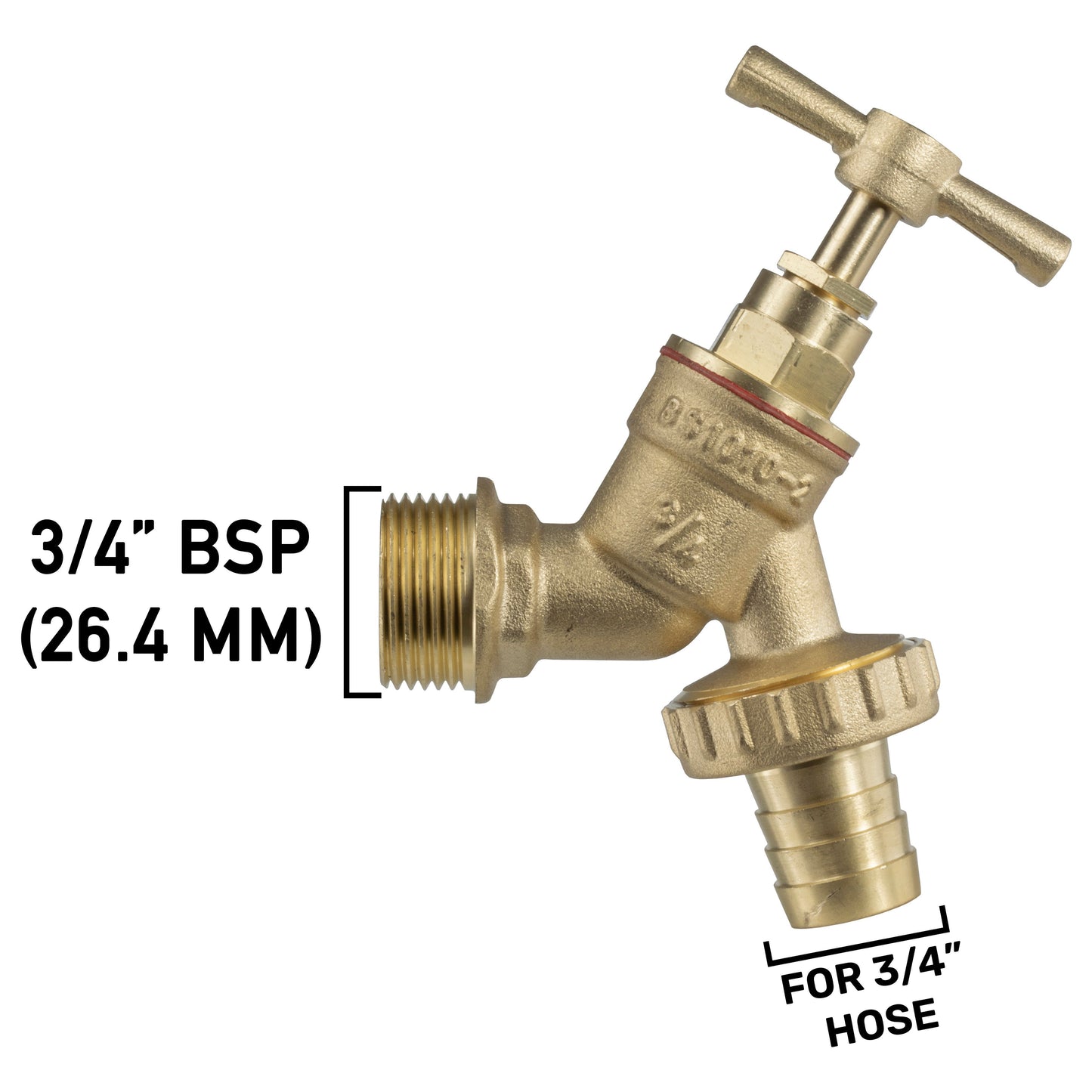 AP Supplies Wall Flange Kit 32mm MDPE - Brass Garden Tap 3/4" Barb