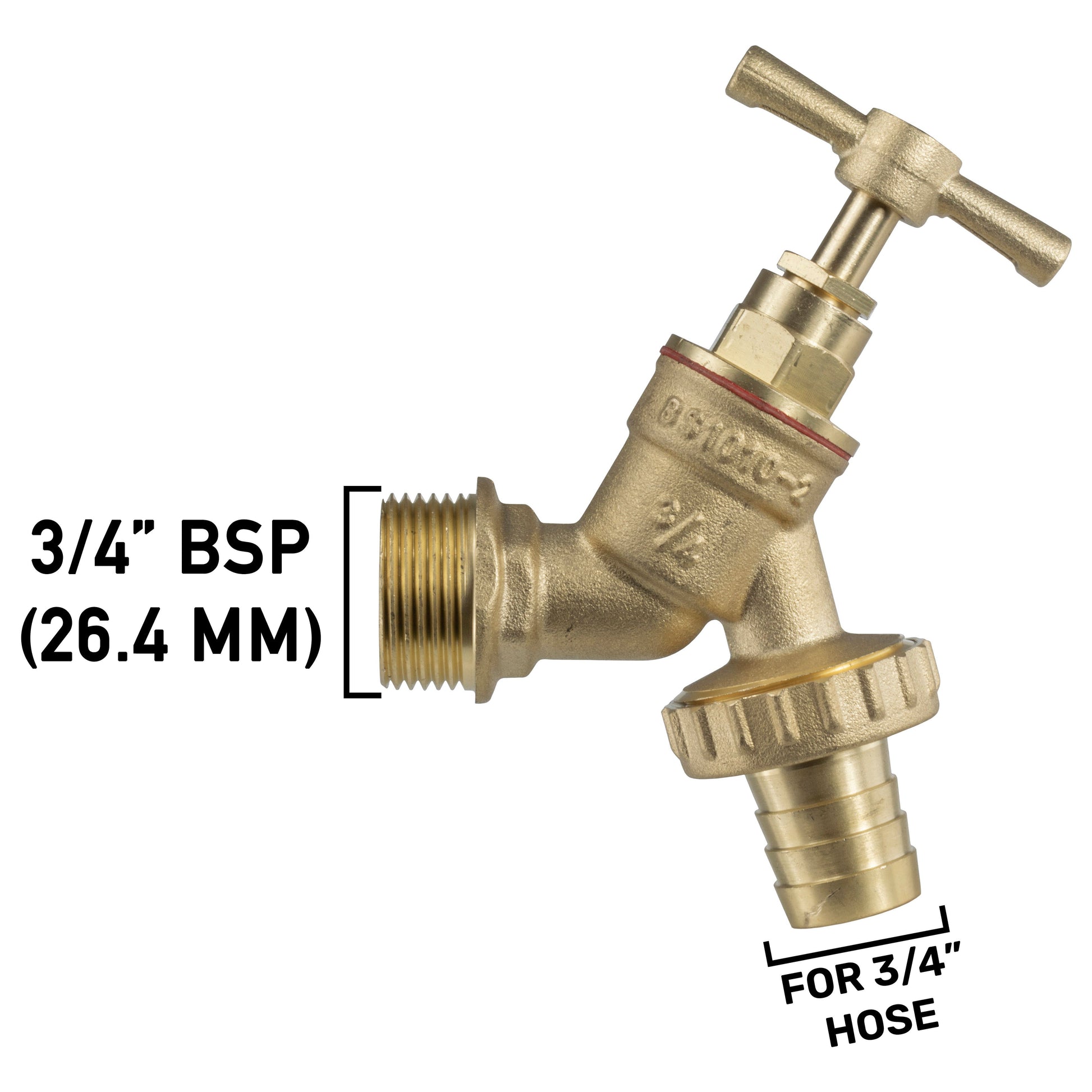 AP Supplies Wall Flange Kit 32mm MDPE - Brass Garden Tap 3/4" Barb