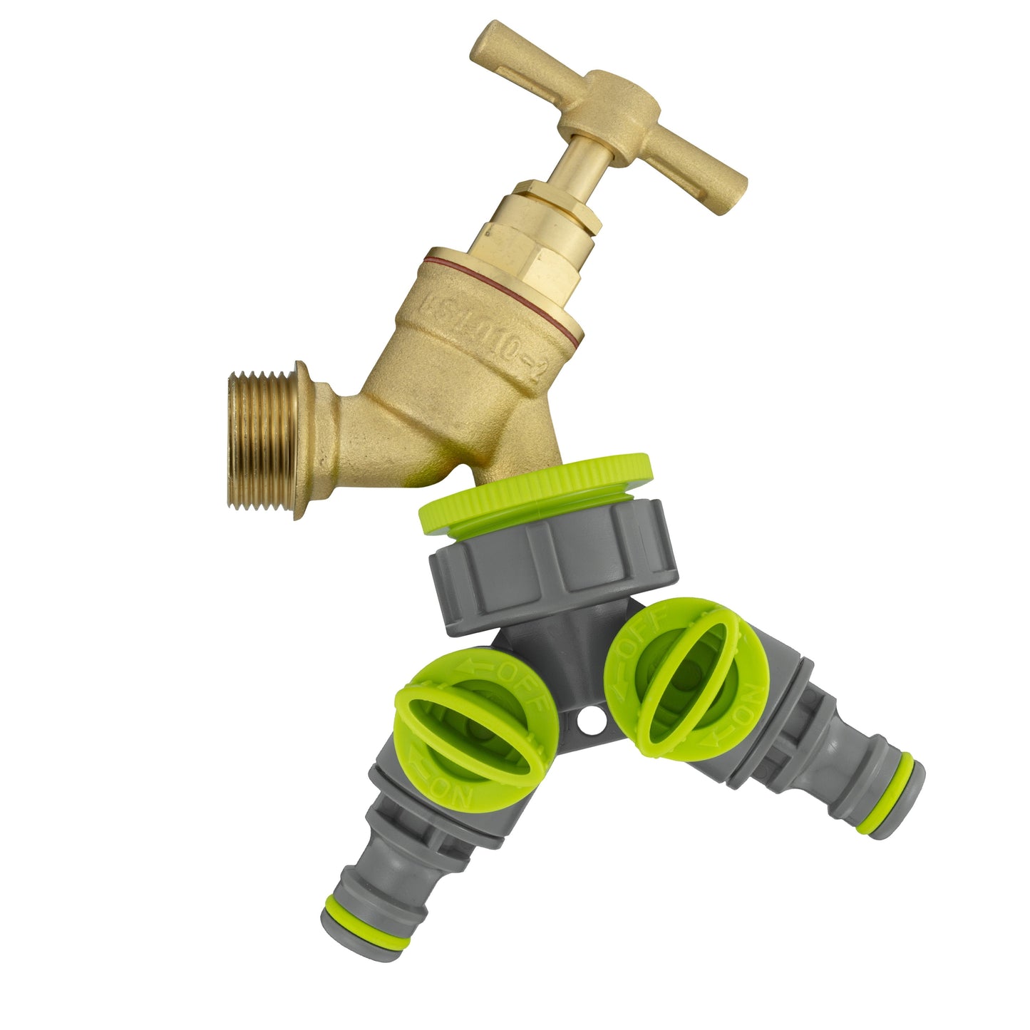 AP Supplies Wall Flange Kit 32mm MDPE + Brass Bib Tap + Two Way Splitter + Connectors