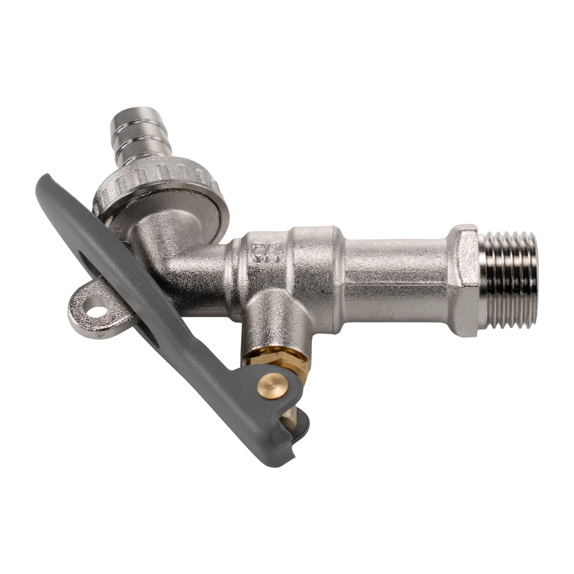 AP Supplies 15mm Brass Wall Flange Kit with Lever Tap Hose Barb and Lever Lock