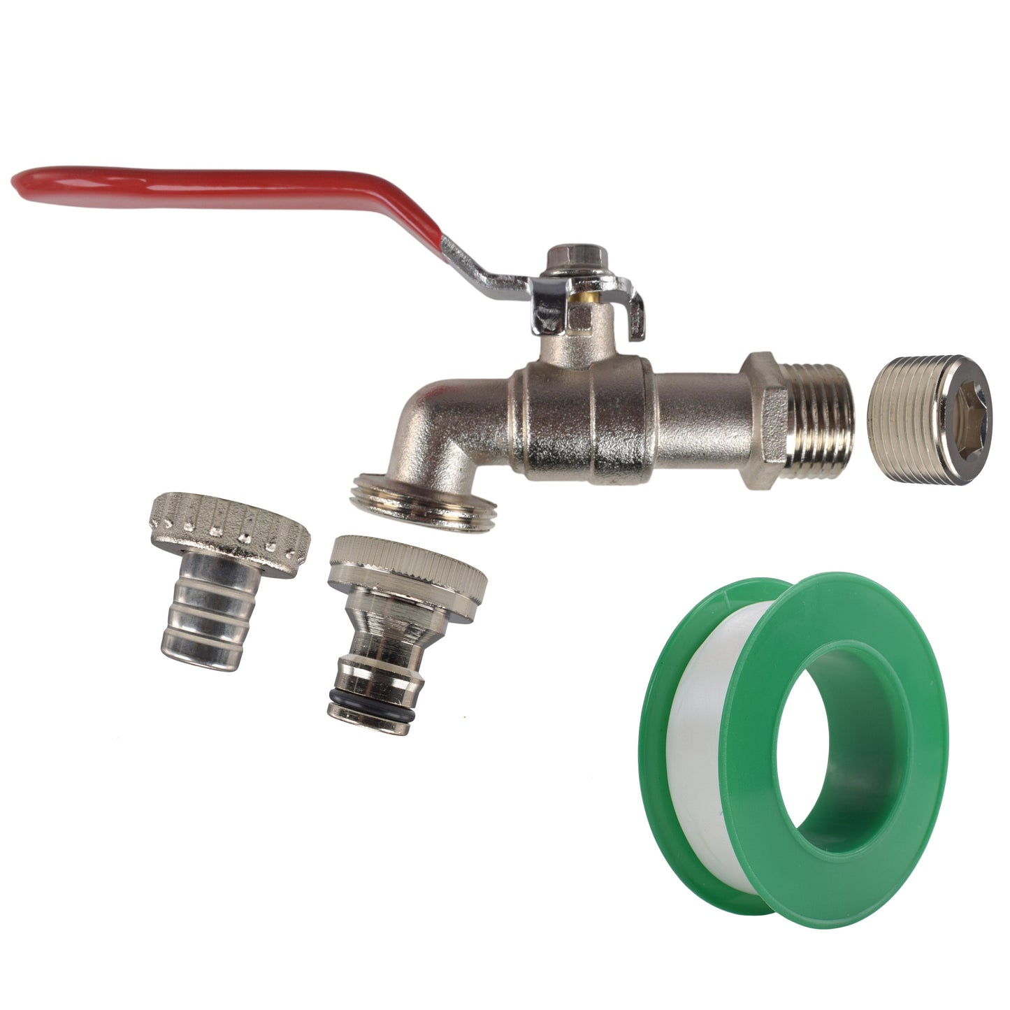 AP Supplies Lever Tap Kit with Barb/Quick Connect Outlet, 1/2" and 3/4" BSP Thread Inlet