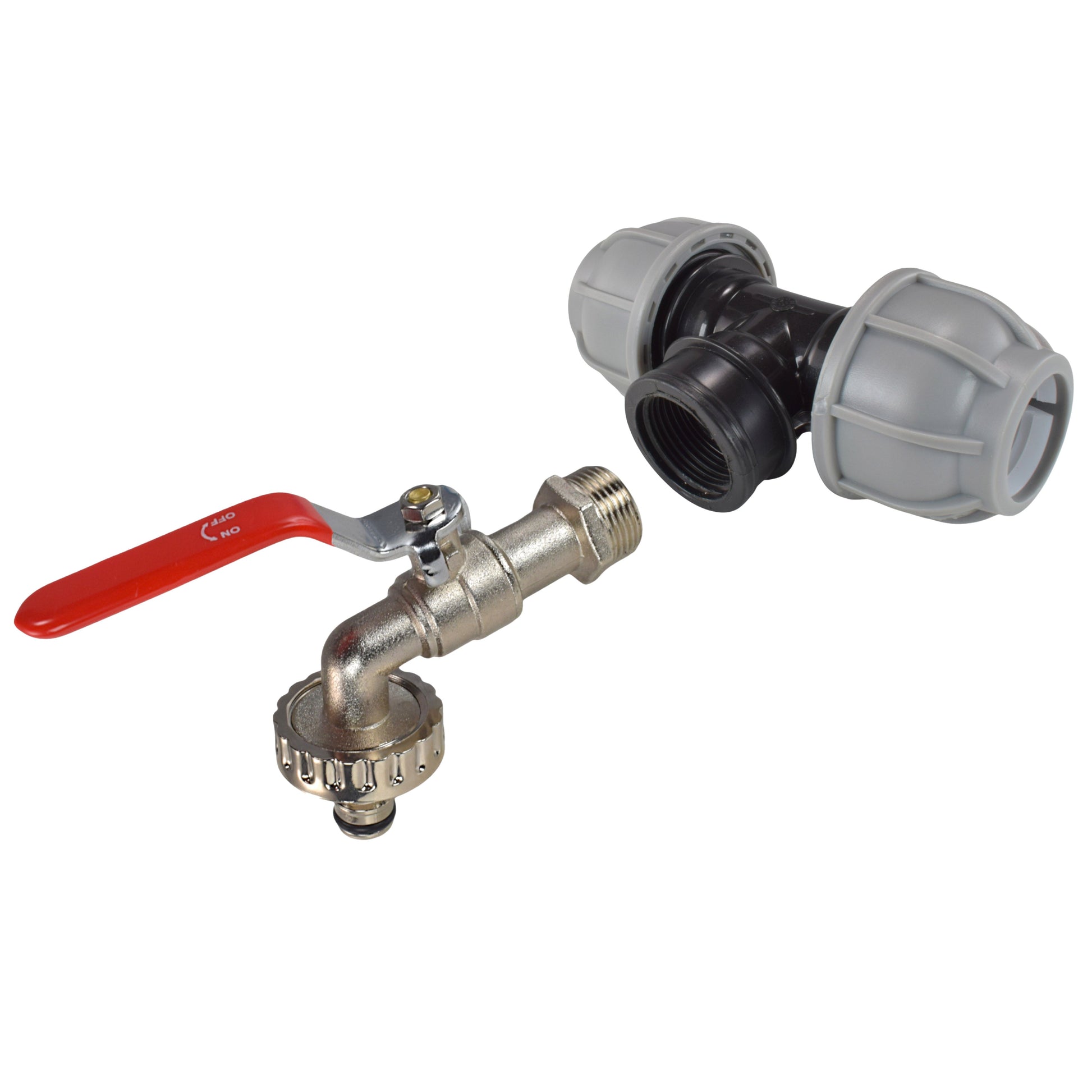 AP Supplies MDPE Tee 32mm and Lever Quick Connect Tap