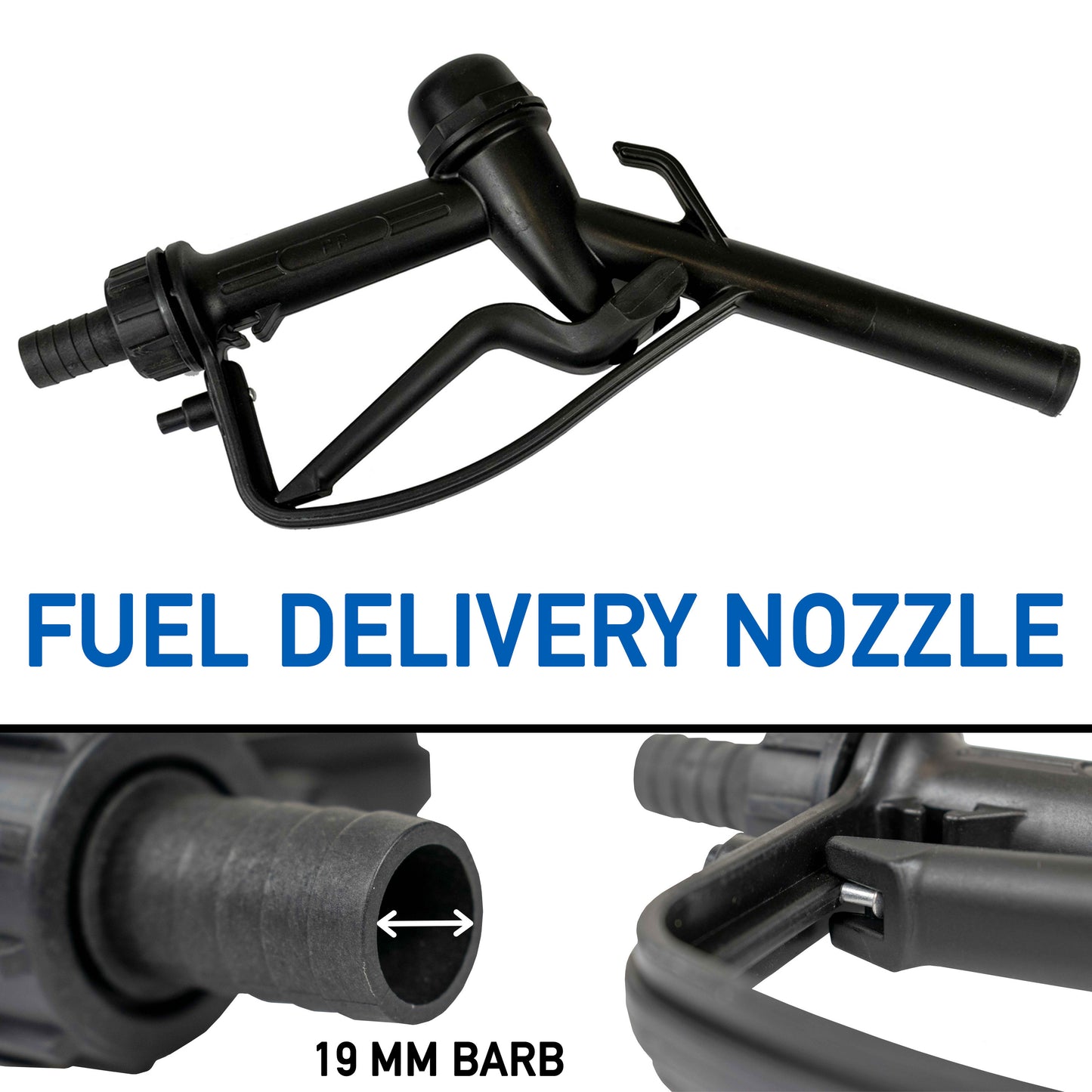 Fuel Gun Black 3/4in Barb Inlet - 25mm Outlet Barb Connector Winter Vehicle Tool