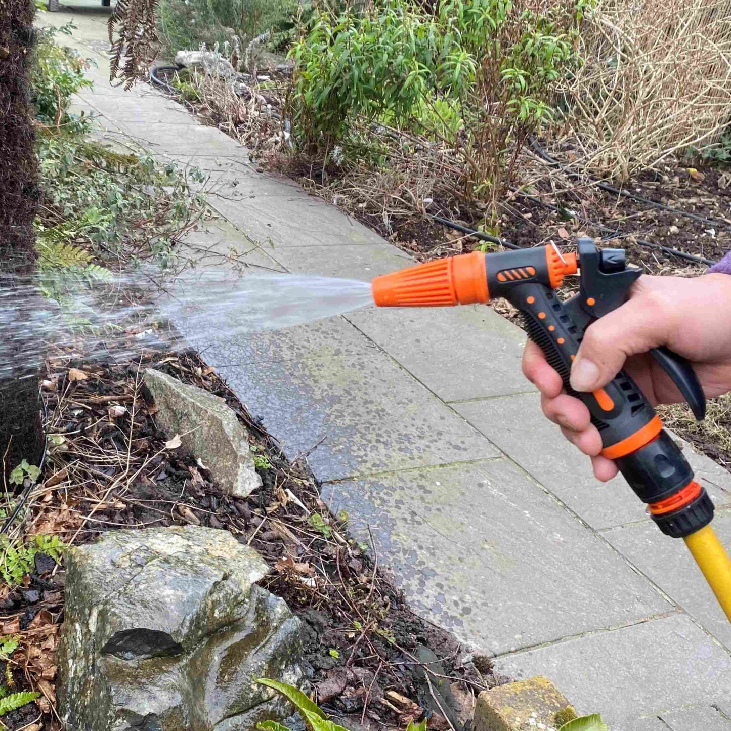 Hose Gun Water Sprayer Adjustable Black Orange Garden Hose Pipe Garden Watering
