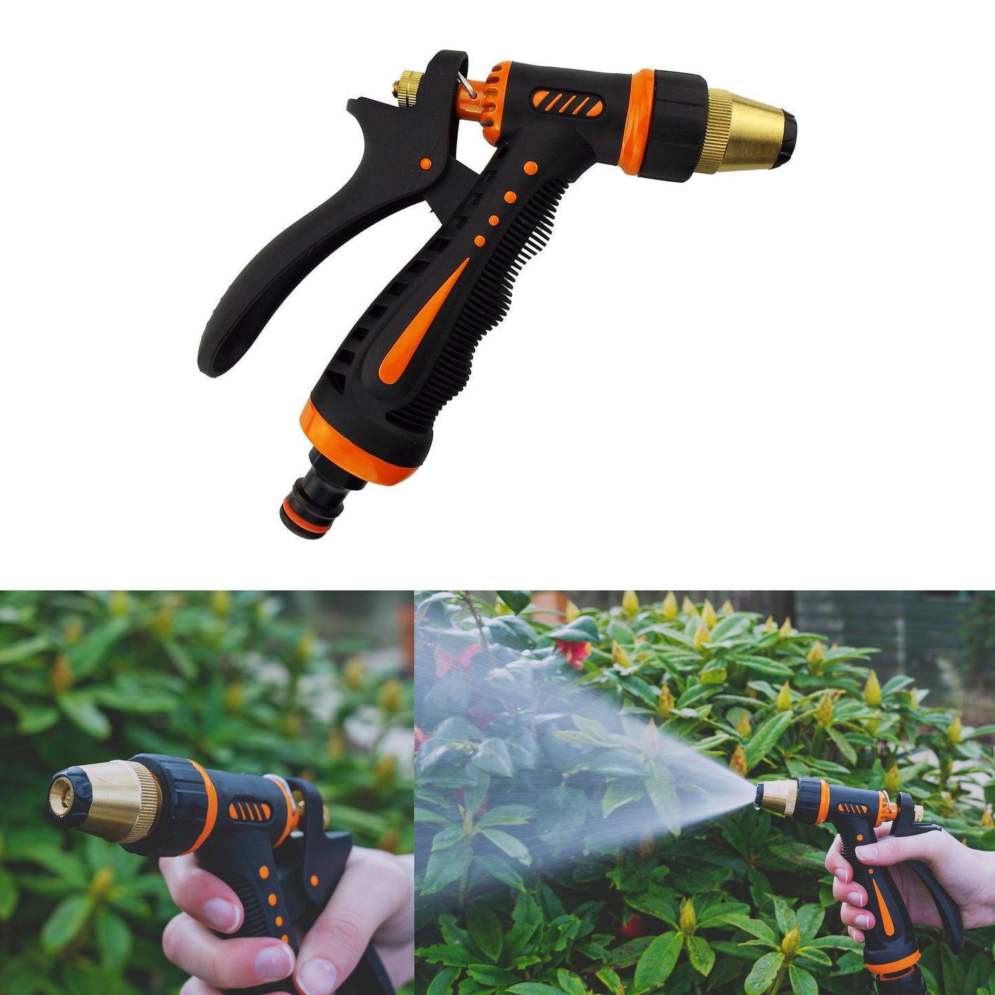 AP Supplies Adjustable Garden Hose Sprayer (Black/Orange Zebra)
