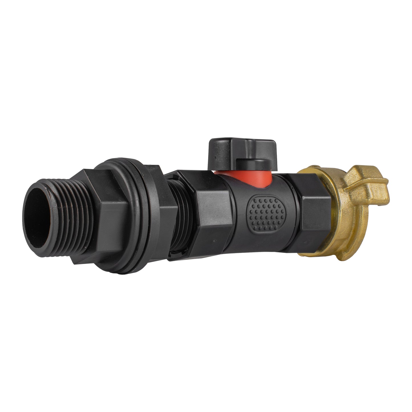 Water Butt Connector 3/4in BSP with In-Line BSPF Valve and Geka Type Connector