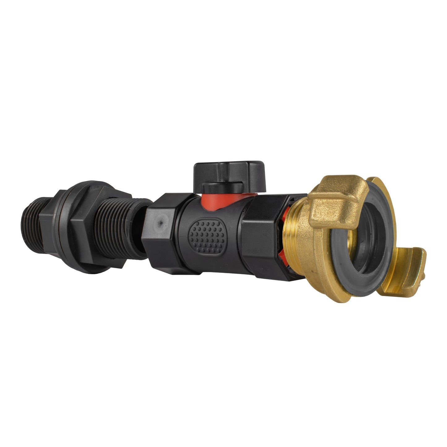 Water Butt Connector 3/4in BSP with In-Line BSPF Valve and Geka Type Connector