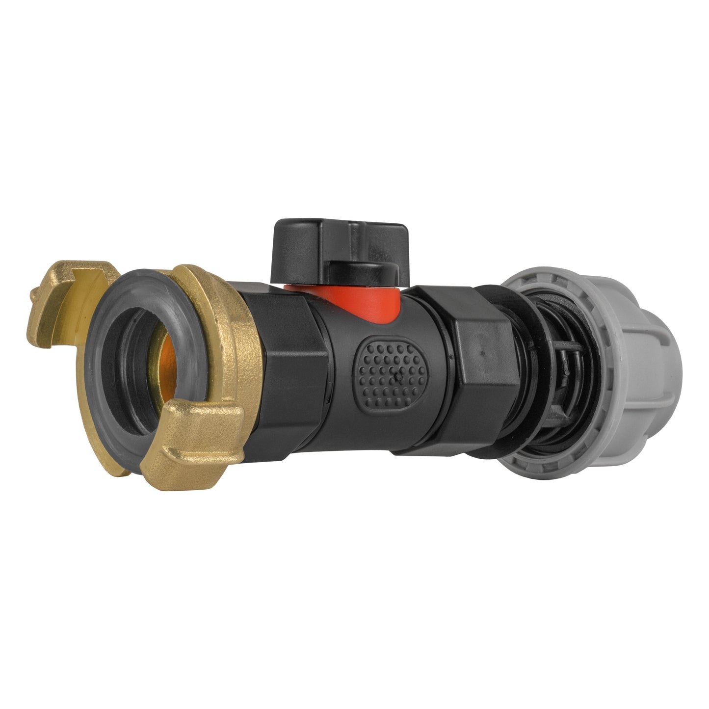 20mm MDPE Straight with In-Line BSPF Valve and Geka Type Connector Claw Coupling