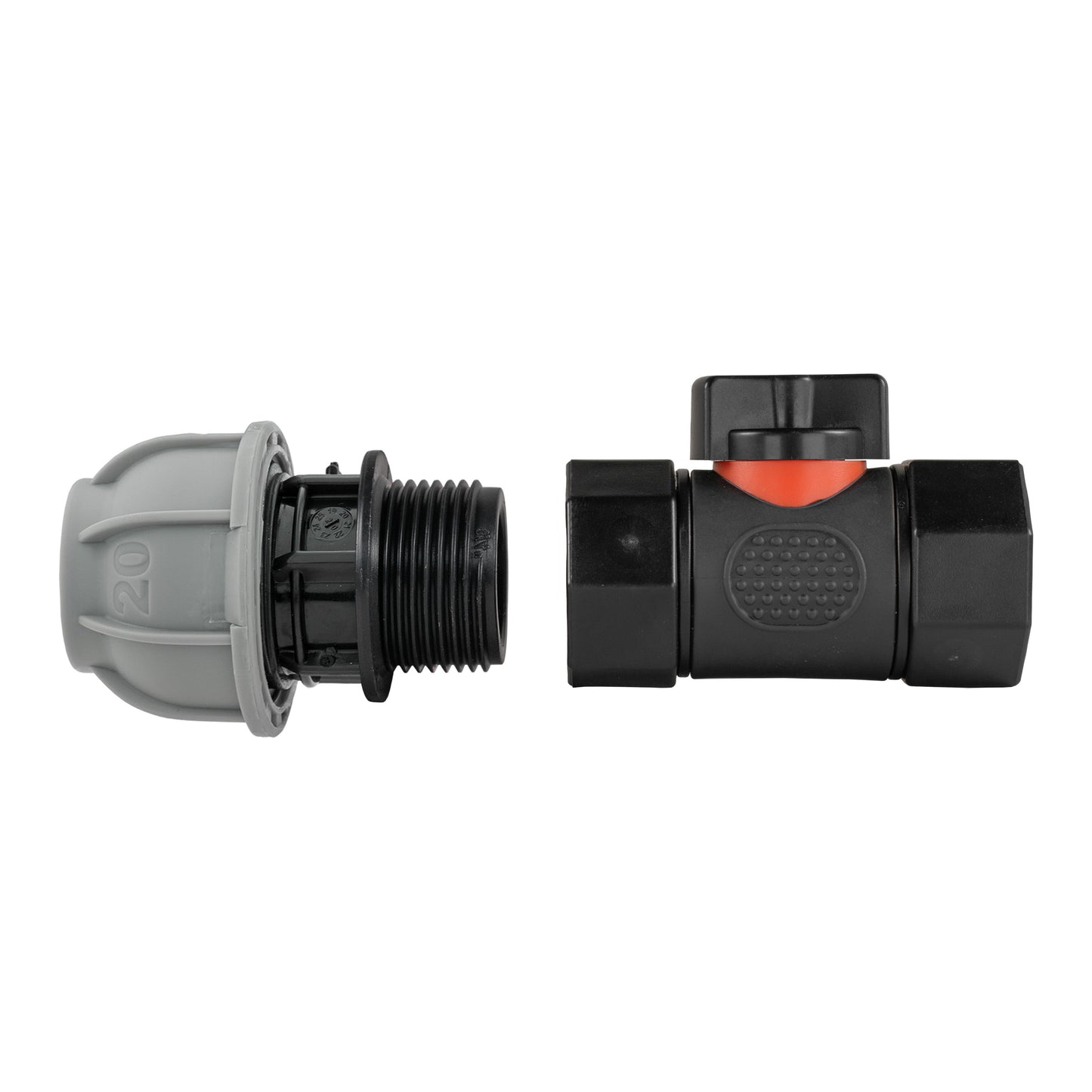 20mm MDPE Straight with In-Line BSPF Threaded Valve for Drip Irrigation Fitting
