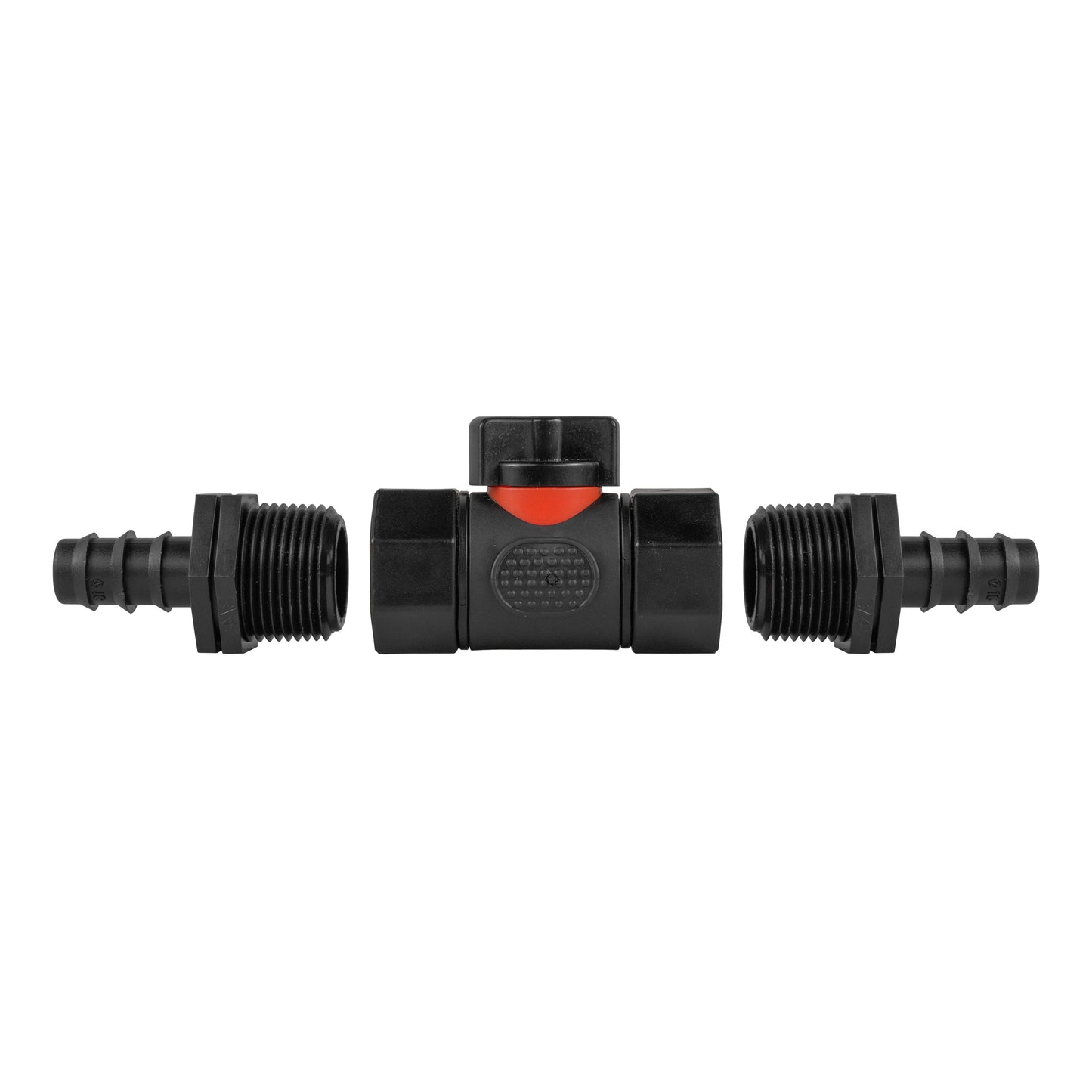 In-Line BSPF Valve with 2 x 16mm Barbed Straight Connectors Outdoor Watering Kit