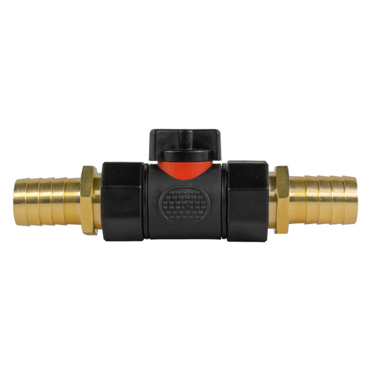 In-Line BSPF Valve with 2 x 19mm Brass Barb Connectors for Garden Irrigation Kit