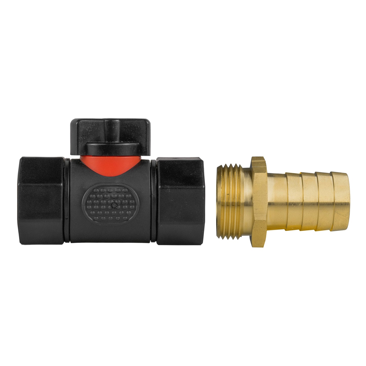 19mm Brass Barb with In-Line BSPF Threaded Valve Garden Hose Pipe Barb Connector