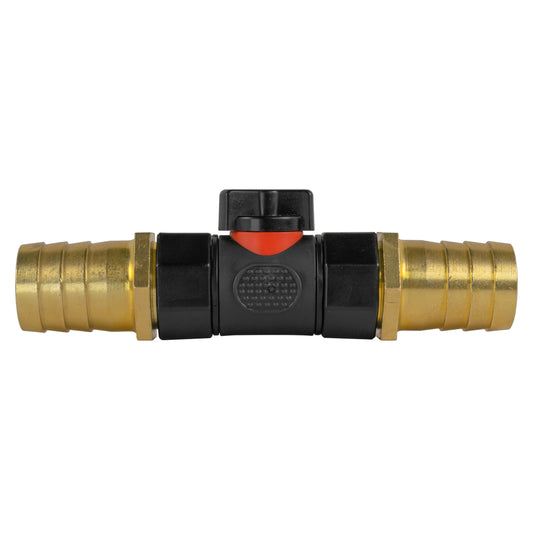 In-Line BSPF Valve with 2 x 25mm Brass Barb Connectors for Garden Irrigation Kit