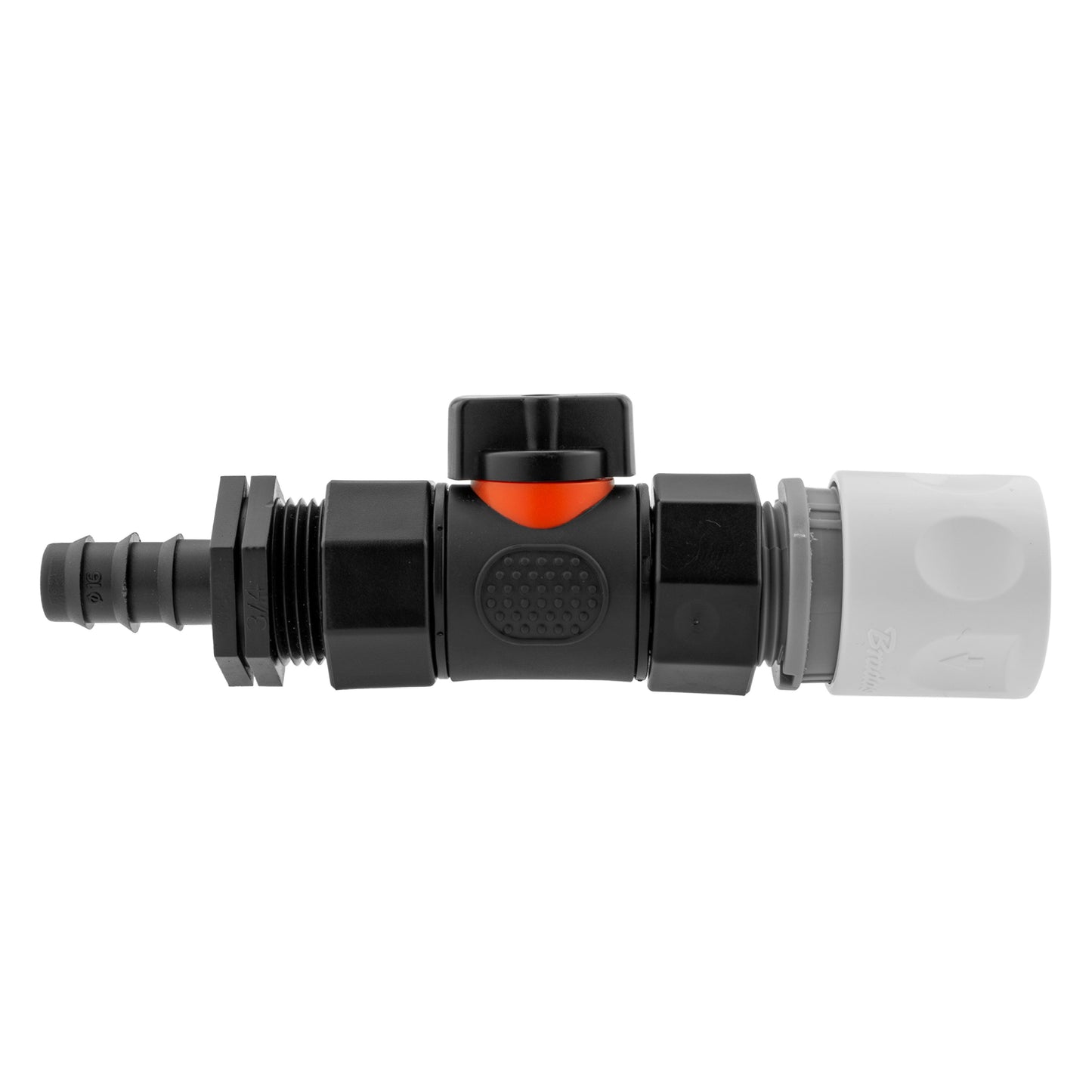 Hose Connector WL with In-Line BSPF Valve and 16mm Barbed Straight Tap Adapter