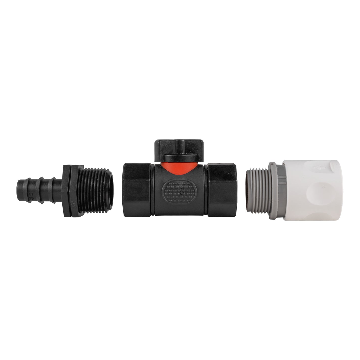 Hose Connector WL with In-Line BSPF Valve and 16mm Barbed Straight Tap Adapter
