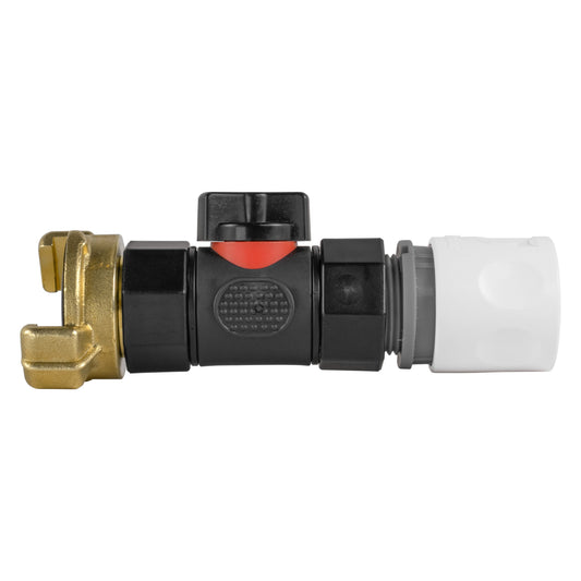 Hose Connector WL with In-Line BSPF Valve and Geka Type Connector Claw Coupling