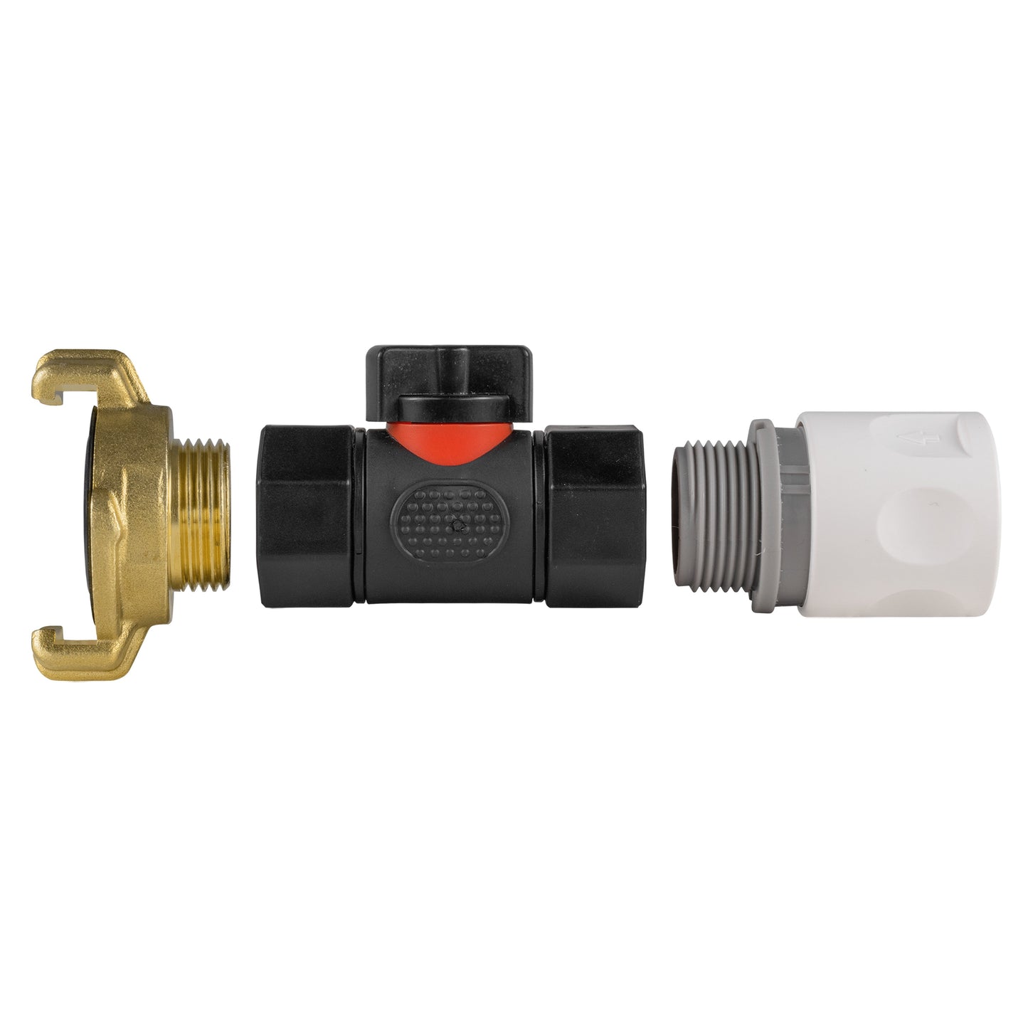 Hose Connector WL with In-Line BSPF Valve and Geka Type Connector Claw Coupling