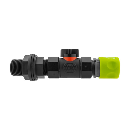 Hose Connector Lime with In-Line BSPF Valve and Water Butt Connector Tap Adapter
