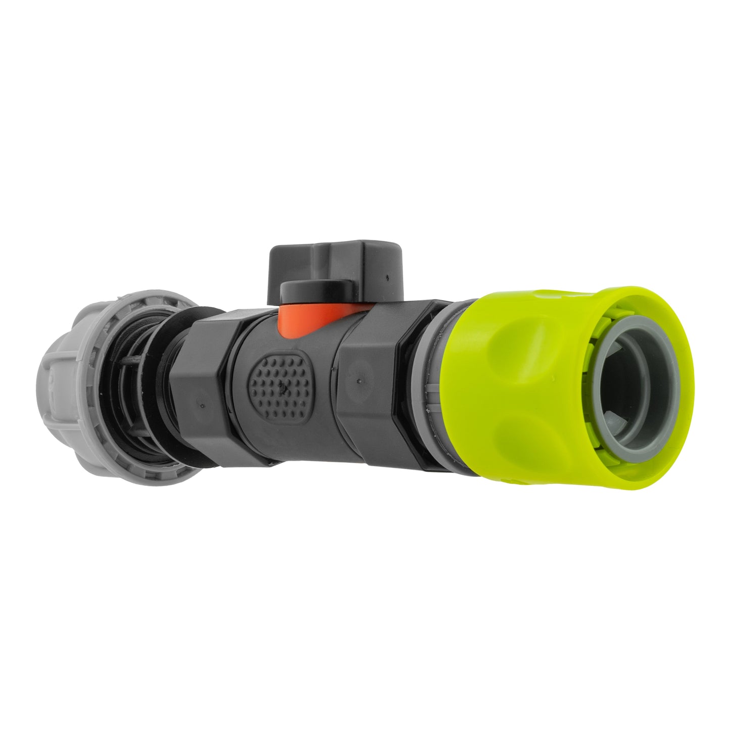 Hose Connector Lime with In-Line BSPF Valve and 20mm MDPE Straight Tap Adapter
