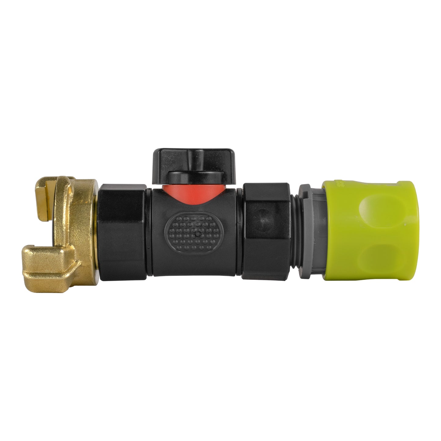 Hose Connector Lime with In-Line BSPF Valve and Geka Type Connector Tap Adapter