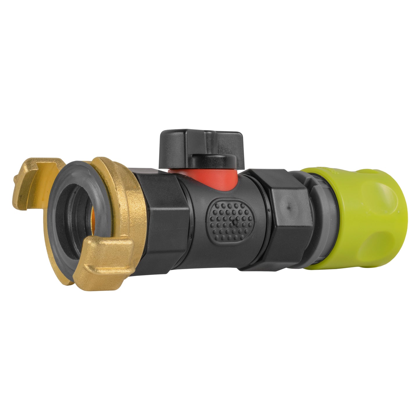 Hose Connector Lime with In-Line BSPF Valve and Geka Type Connector Tap Adapter