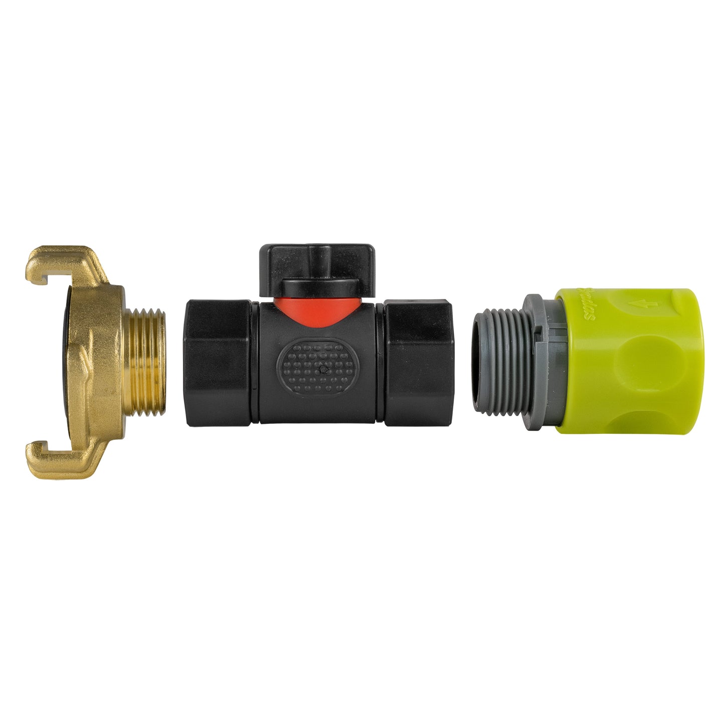 Hose Connector Lime with In-Line BSPF Valve and Geka Type Connector Tap Adapter