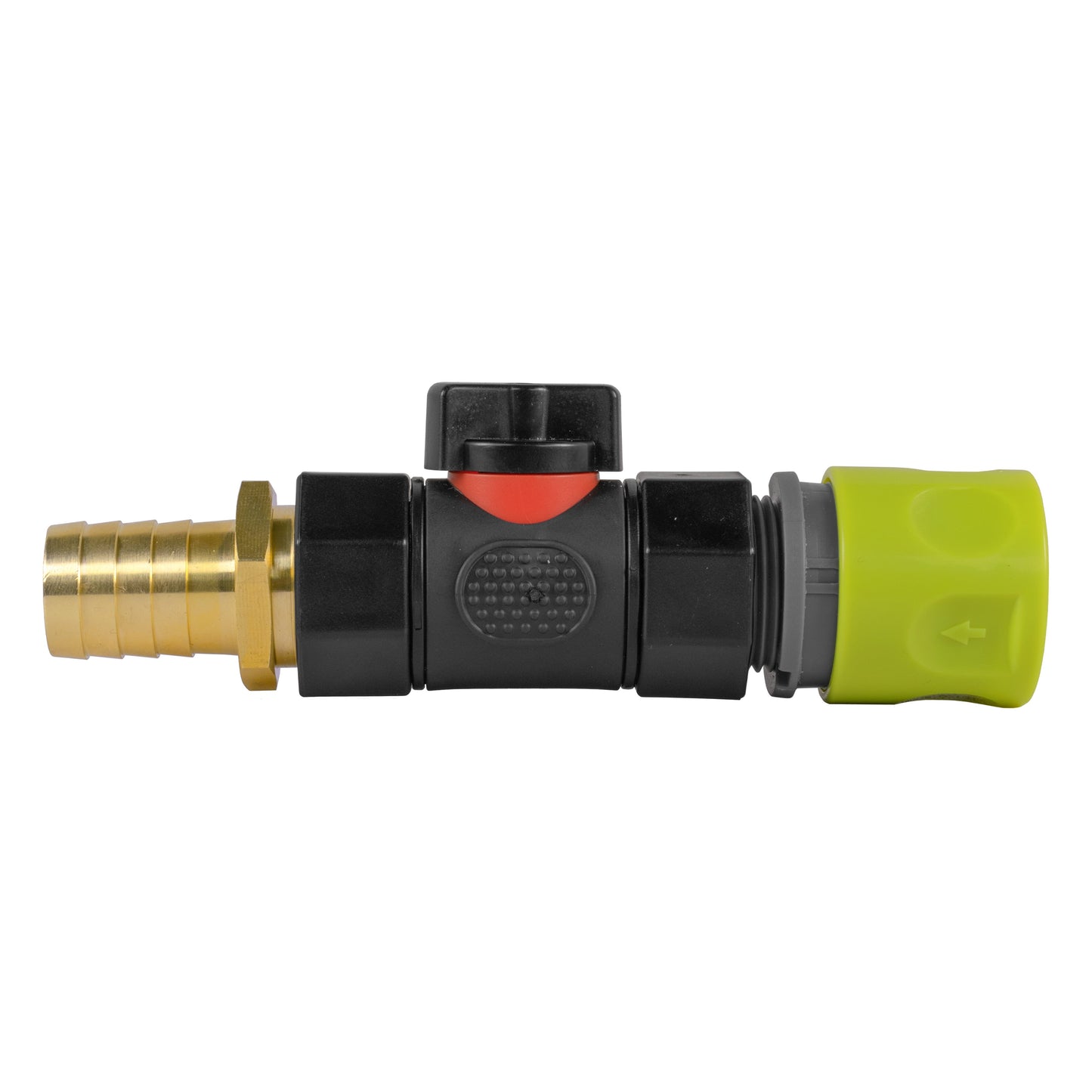 Hose Connector Lime with In-Line BSPF Valve and 19mm Brass Barb Garden Hose Pipe