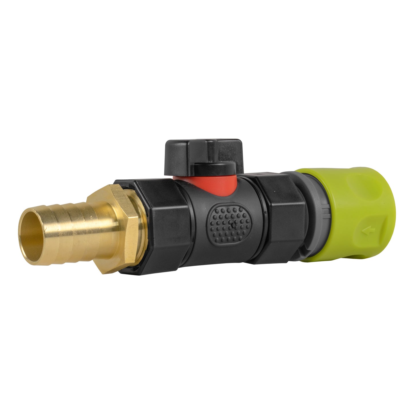 Hose Connector Lime with In-Line BSPF Valve and 19mm Brass Barb Garden Hose Pipe