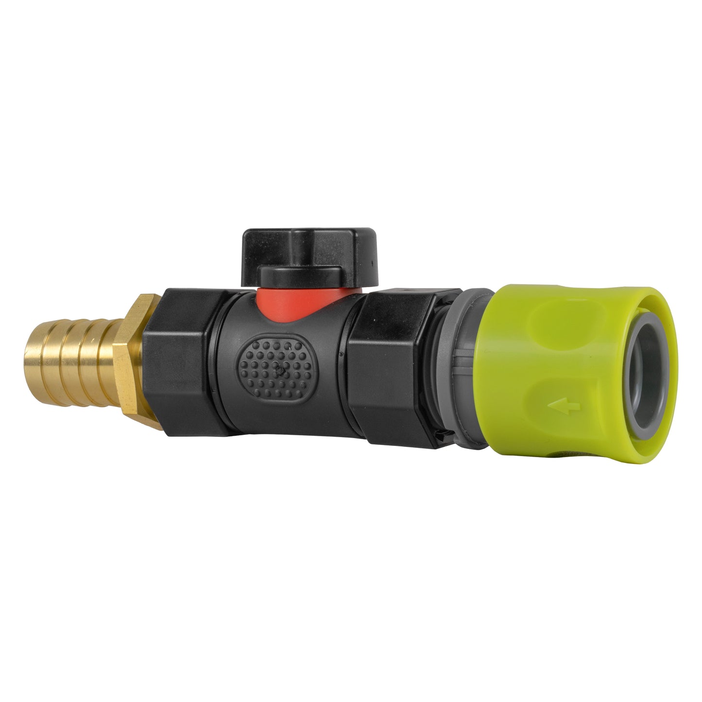 Hose Connector Lime with In-Line BSPF Valve and 19mm Brass Barb Garden Hose Pipe