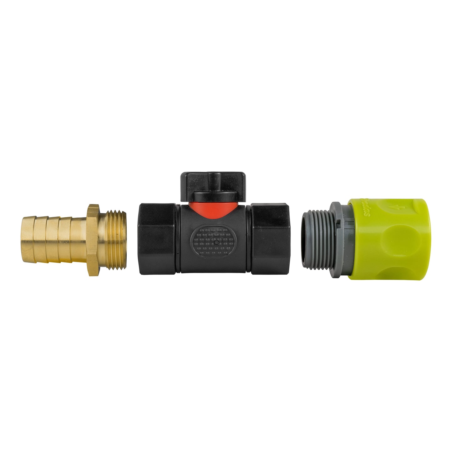 Hose Connector Lime with In-Line BSPF Valve and 19mm Brass Barb Garden Hose Pipe
