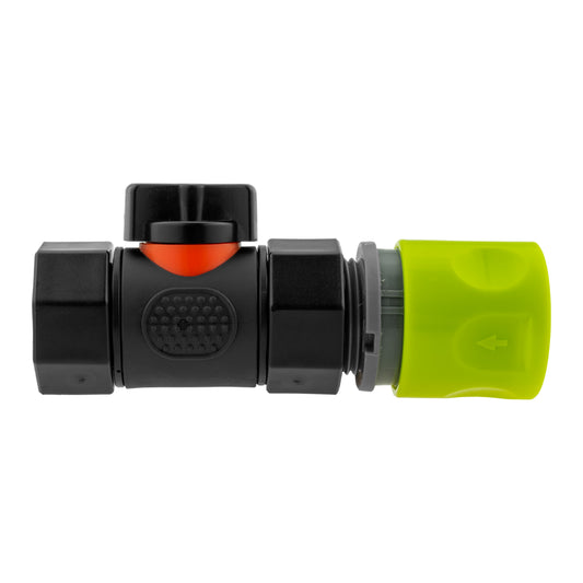 Hose Connector Lime with In-Line BSPF Threaded Valve for Drip Irrigation Fitting